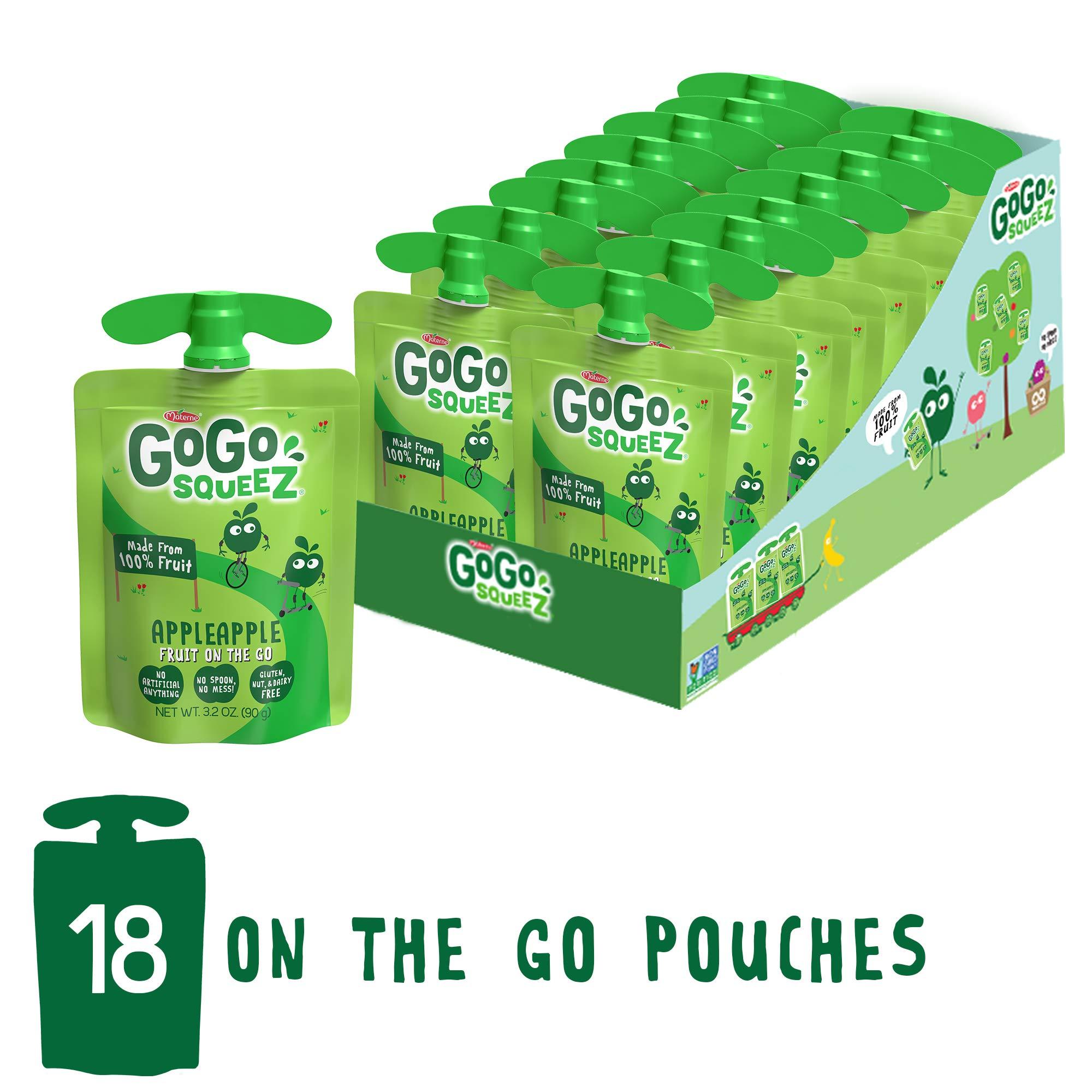 GoGo SqueeZ GoGo squeeZ Fruit on the Go, Apple Apple, Banana & Strawberry Variety Pack (3.2 oz, Pack of 20), Unsweetened Snacks for Kids