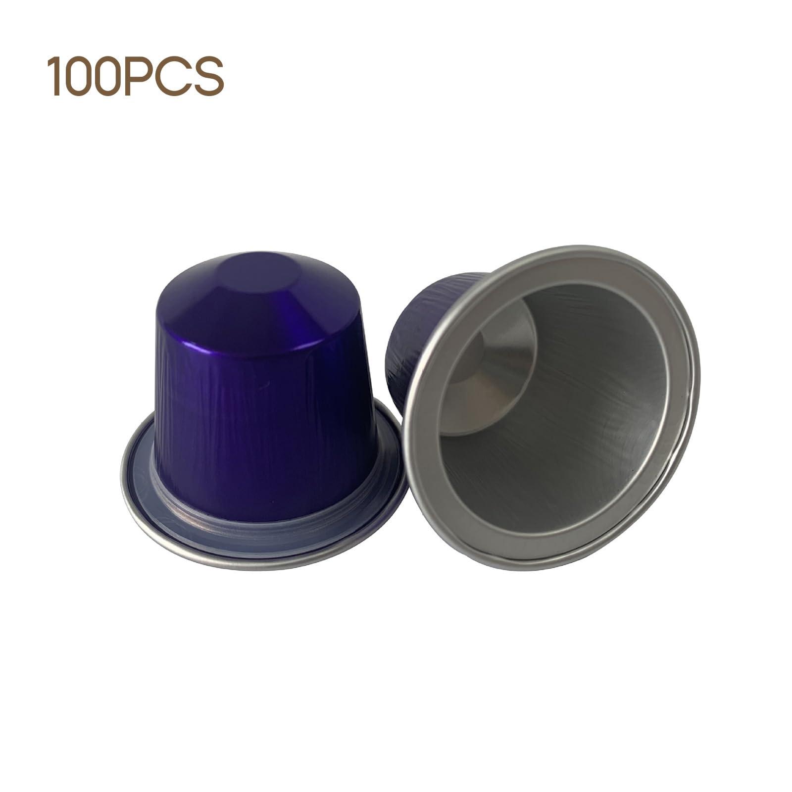 Muloo Muloo 100 Pieces Empty Coffee Capsule Cups Aluminum-Foil Coffee Capsule with Self Adhesive Seal Stickers Disposable Coffee Pods Coffee Capsule Gold