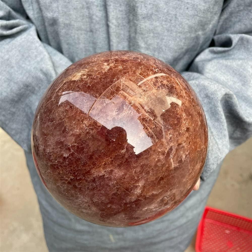 WGPHD WGPHD Meditation Home Beautiful Strawberry Quartz Ball Healing Specimen Natural Crystal Meditation Gift (Size : 600-700g)