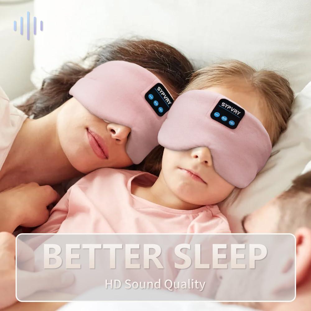 SYPVRY SYPVRY Sleep Headphones Silk Bluetooth Eye Mask Soft Sleep Mask Headband Headphones Wireless Bluetooth Sleep Mask with Speaker Microphone Adjustable Music Blindfold Mask, Pink