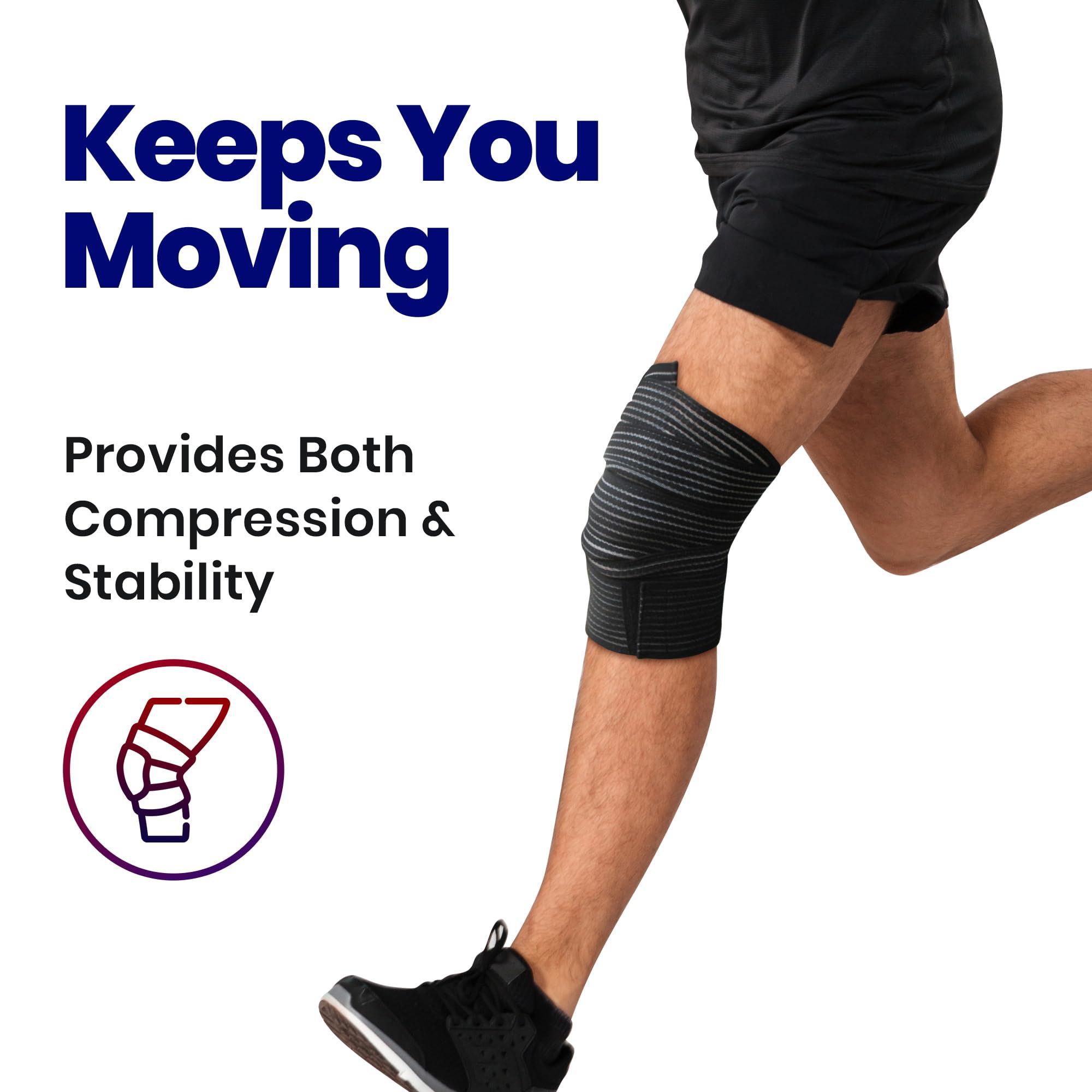 ARMSTRONG AMERIKA Elastic Knee Compression Sleeve Bandage Wraps | Knee Support Straps for Legs, Thighs, Hamstrings Ankle & Elbow Joints Reduce Swelling | Lymphatic Relief & Elastic Bandage For Women & Men (Med 71 Inch)