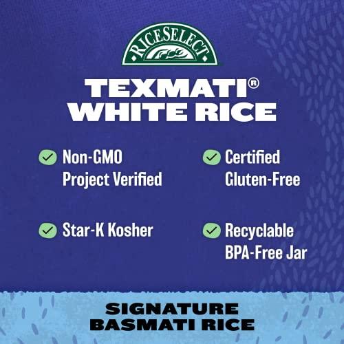 RiceSelect RiceSelect Texmati White Rice, Long-Grain Basmati Rice, Premium Gluten-Free Rice, Non-GMO, Star-K Kosher, 32-Ounce Jar