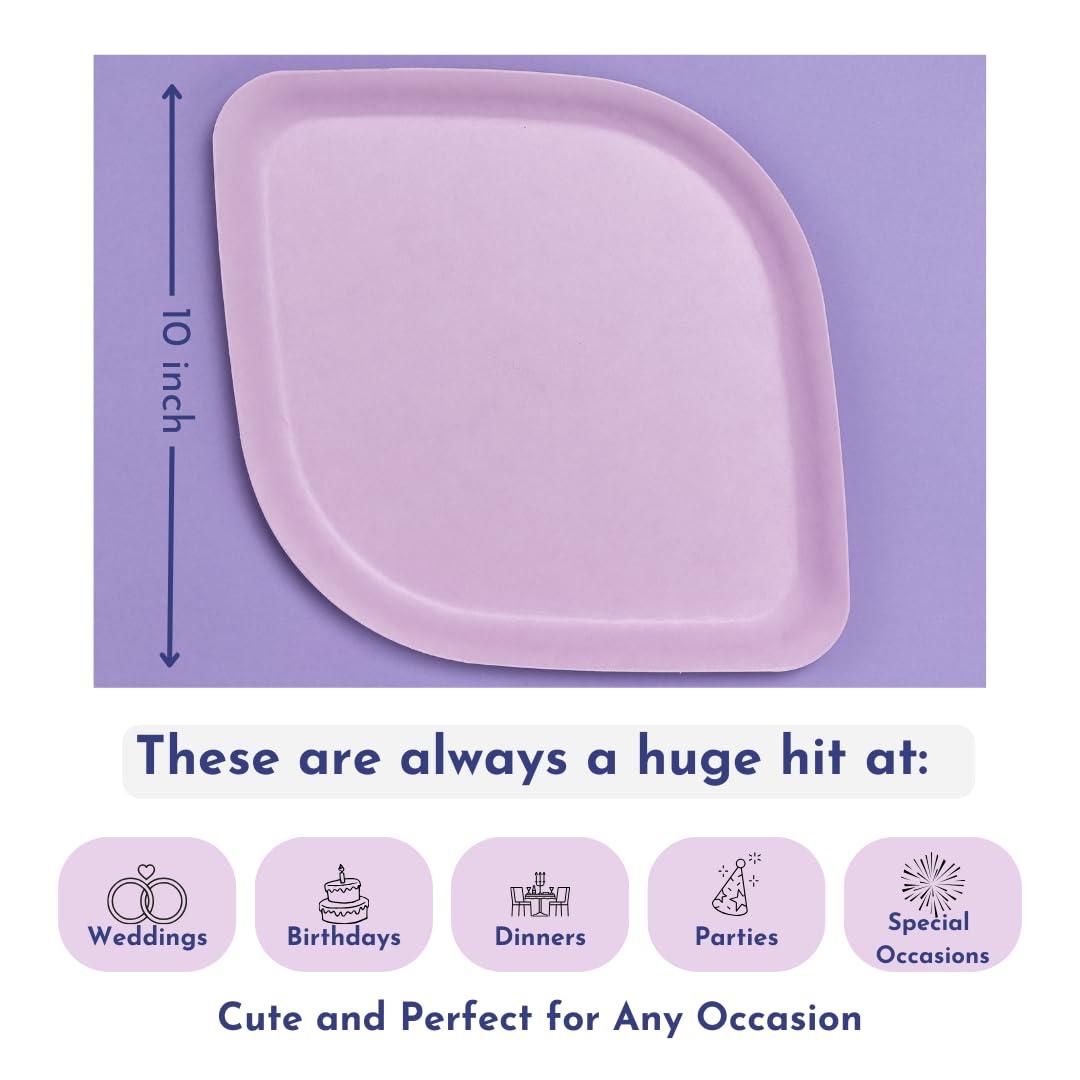 Pickytarian Pickytarian Fancy Purple Disposable Dinner Plates 10 inch 50pc - Premium Bamboo Large Plates for Wedding Party Events Birthday Holiday Meal Main Course - Compostable Better than Paper Plastic- Sturdy