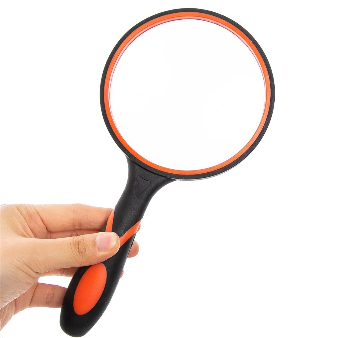 HOMEGOAL Magnifying Glass 10X Handheld Reading Magnifier with Cleaning Cloth-100MM 4INCHES Large Magnifying Lens with Non-Slip Soft Handle for Seniors Book Newspaper Reading and Kids Nature Hobby Exploration