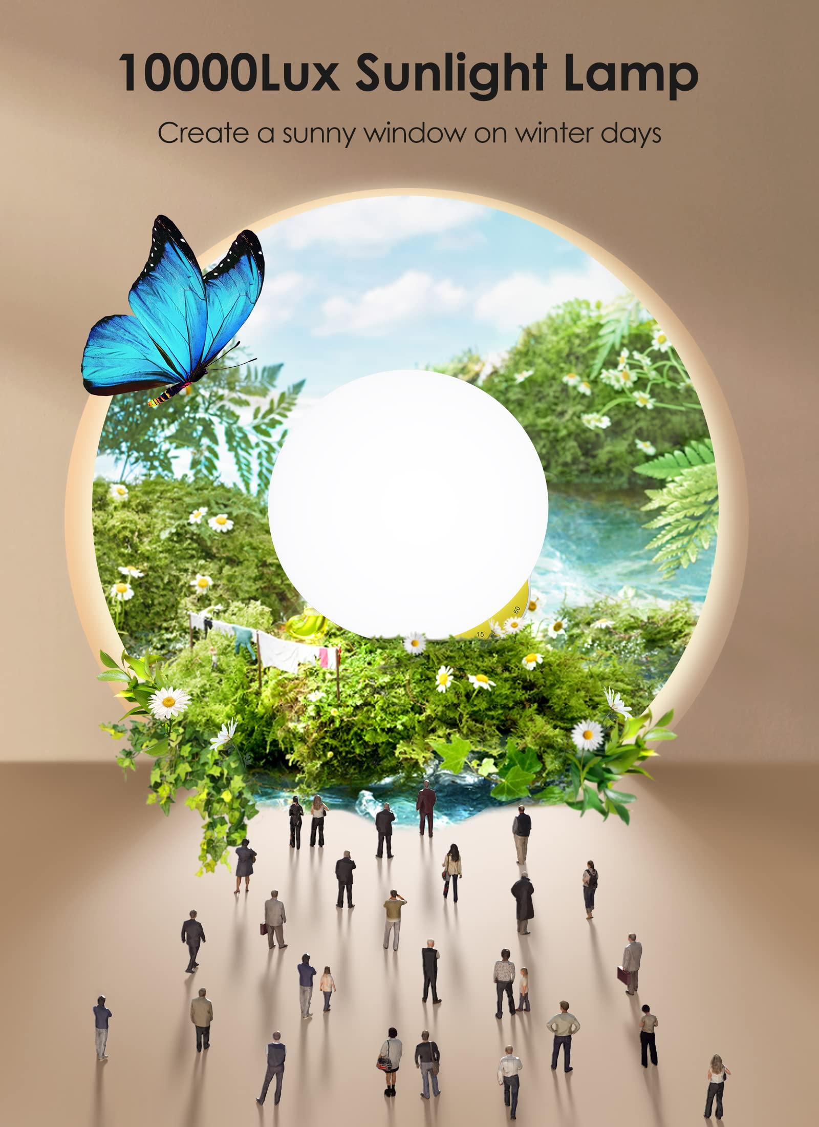 MediAcous Light Therapy Lamp, MediAcous UV-Free 10000Lux Therapy Light, Sunlight Lamp with 4 Brightness Levels & Color Temperature & Timer, Daylight Lamp with Memory Function, Touch Control & Compact Size