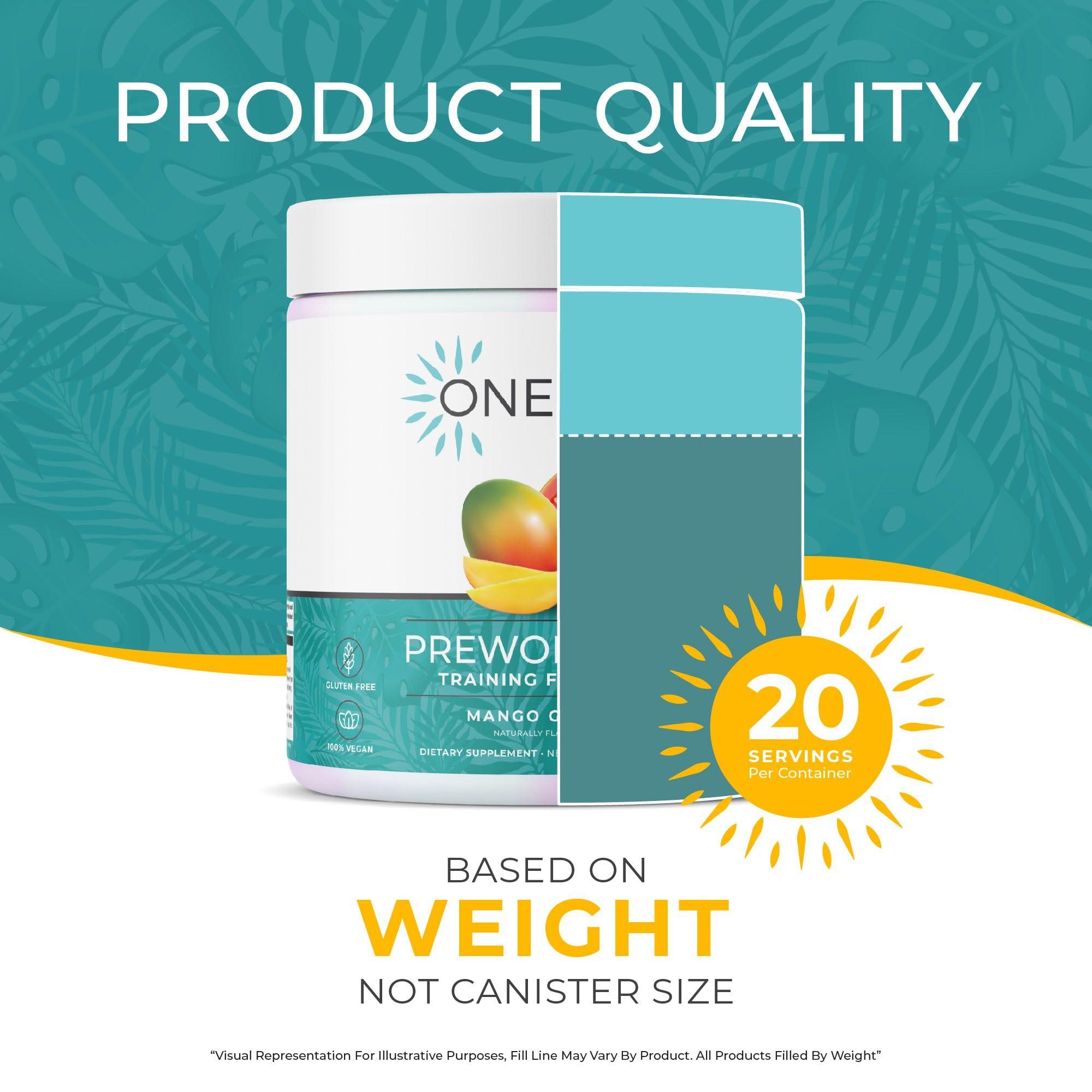One Sol One Sol Pre-Workout for Women, Enhanced Pump & Focus, No Jitters Or Crash, Natural Ingredients, 100% Vegan, Gluten Free & Soy Free, (Mango Guava)