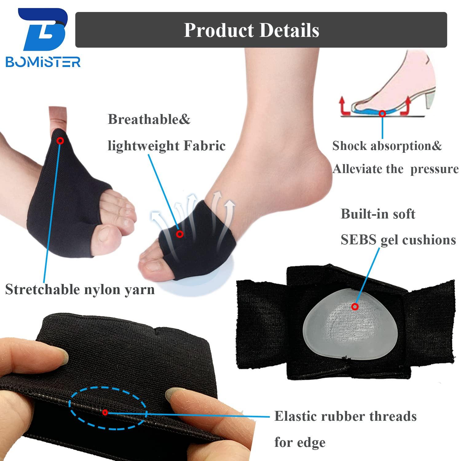 Bomister 3 Pairs of Metatarsal Pads for Women and Men, Ball of Foot Cushions for Pain Relief of Bunions&Morton\'s Neuroma,Metatarsal Sleeve/Socks with Built-in Soft Gel Pad (X-Large,Black)