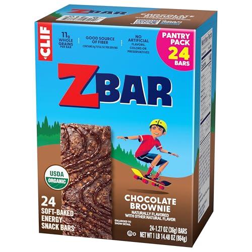 Clif Kid Zbar Zbar - Chocolate Brownie - Soft Baked Snack Bars - Non-GMO - 10g Whole Grains - USDA Organic Granola Bars (24 Pack)