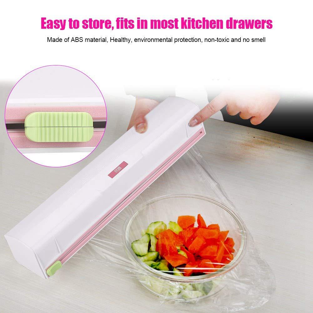 Lazmin Cling Film Cutter, Plastic Food Wrap Dispenser, Wrap Cutter Foil and Cling Film Cutte Storage Kitchen, Made of ABS Material, Non
