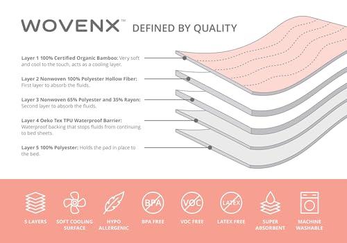wovenx WOVENX Organic Incontinence Pads for Kids & Toddlers - 5 Layer Waterproof Protectors for Overnight Bed Wetting - Reusable & Washable Pee Pads - Fits Twin to Full Size Beds - 34\" x 52\" Flower