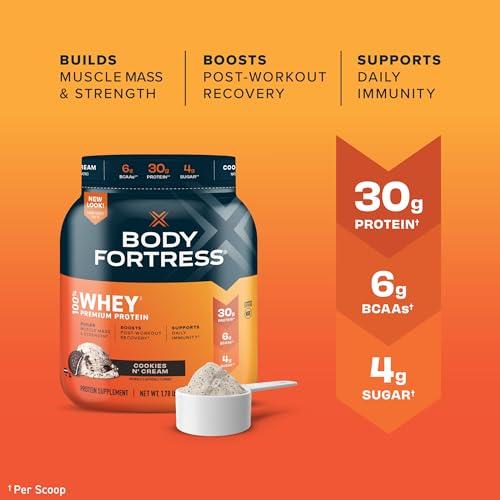 Body Fortress Body Fortress 100% Whey, Premium Protein Powder, Cookies N\' Cream, 1.78lbs (Packaging May Vary) & 100% Whey, Premium Protein Powder, Chocolate, 1.78lbs (Packaging May Vary)