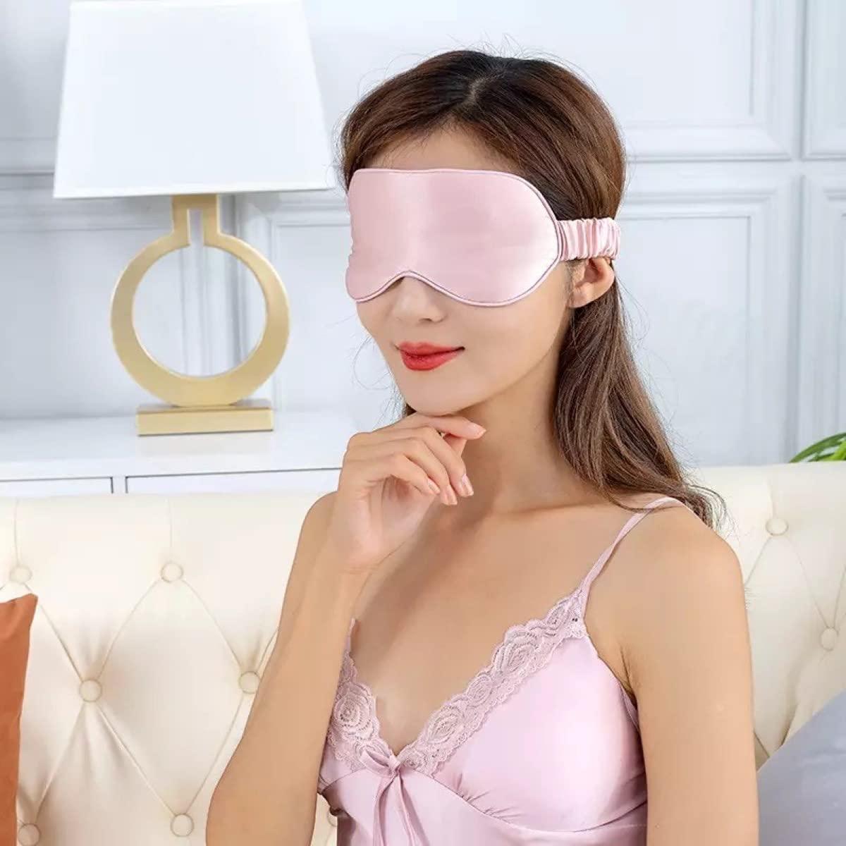 Laviz Pink Sleep Masks for Women with Elastic Headband, Soft Eye Masks, Lightweight Comfortable Blindfold, Silk Eye mask