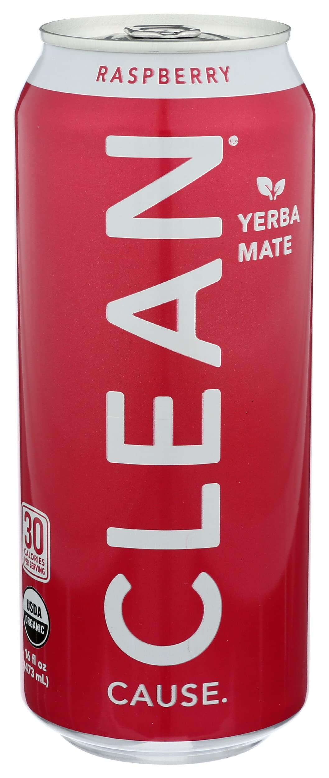 CLEAN CAUSE. Clean Cause Organic Yerba Mate, Raspberry 16 oz (Pack of 12)