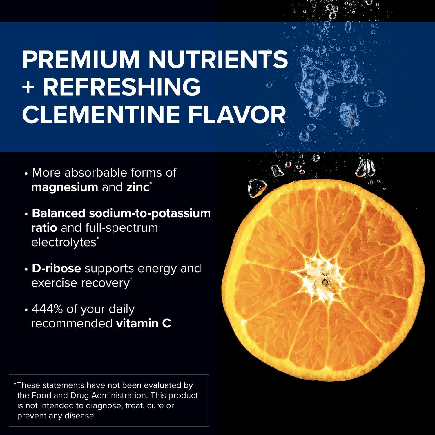 Designs for Sport Designs for Sport Electrolytes Powder Hydration Packets - Zero Sugar Electrolyte Drink Mix for Water - D-Ribose, Zinc + Vitamin C for Energy & Recovery - NSF Certified, Clementine Flavor (14 Packets)