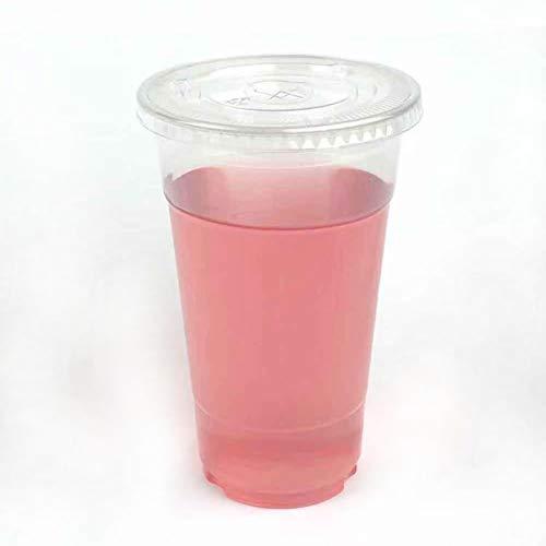 Royal Packaging suppliers 50sets 24oz. Plastic Ultra Clear Cups with Flat lids is for Cold Drinks Like iced Coffee, Bubble Tea, Frozen Cocktails, Water, Sosa and jucies