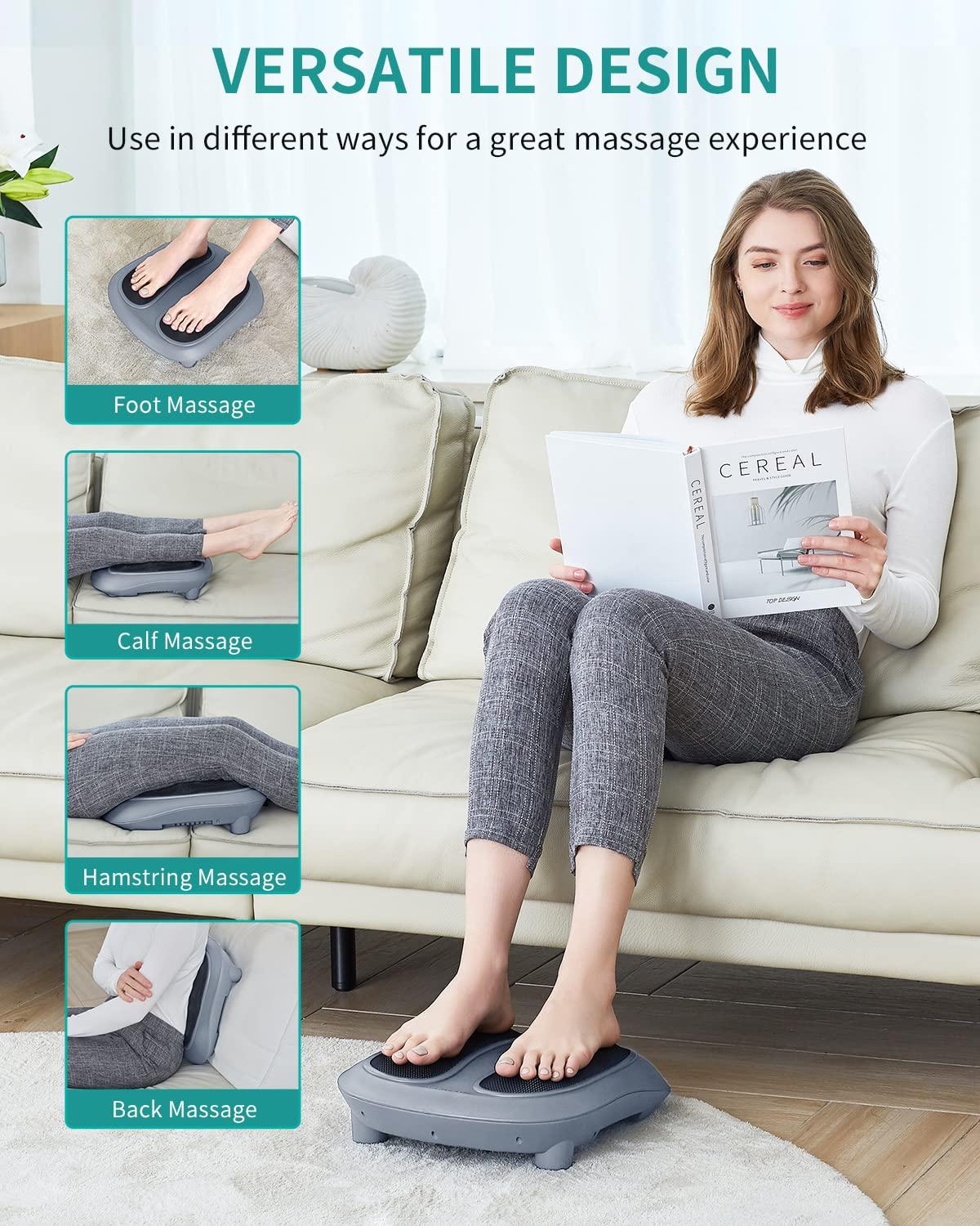 Nekteck Nekteck Foot Massager with Heat, Shiatsu Heated Electric Kneading Foot Massager Machine for Plantar Fasciitis, Built-in Infrared Heat Function and Power Cord(Gray)