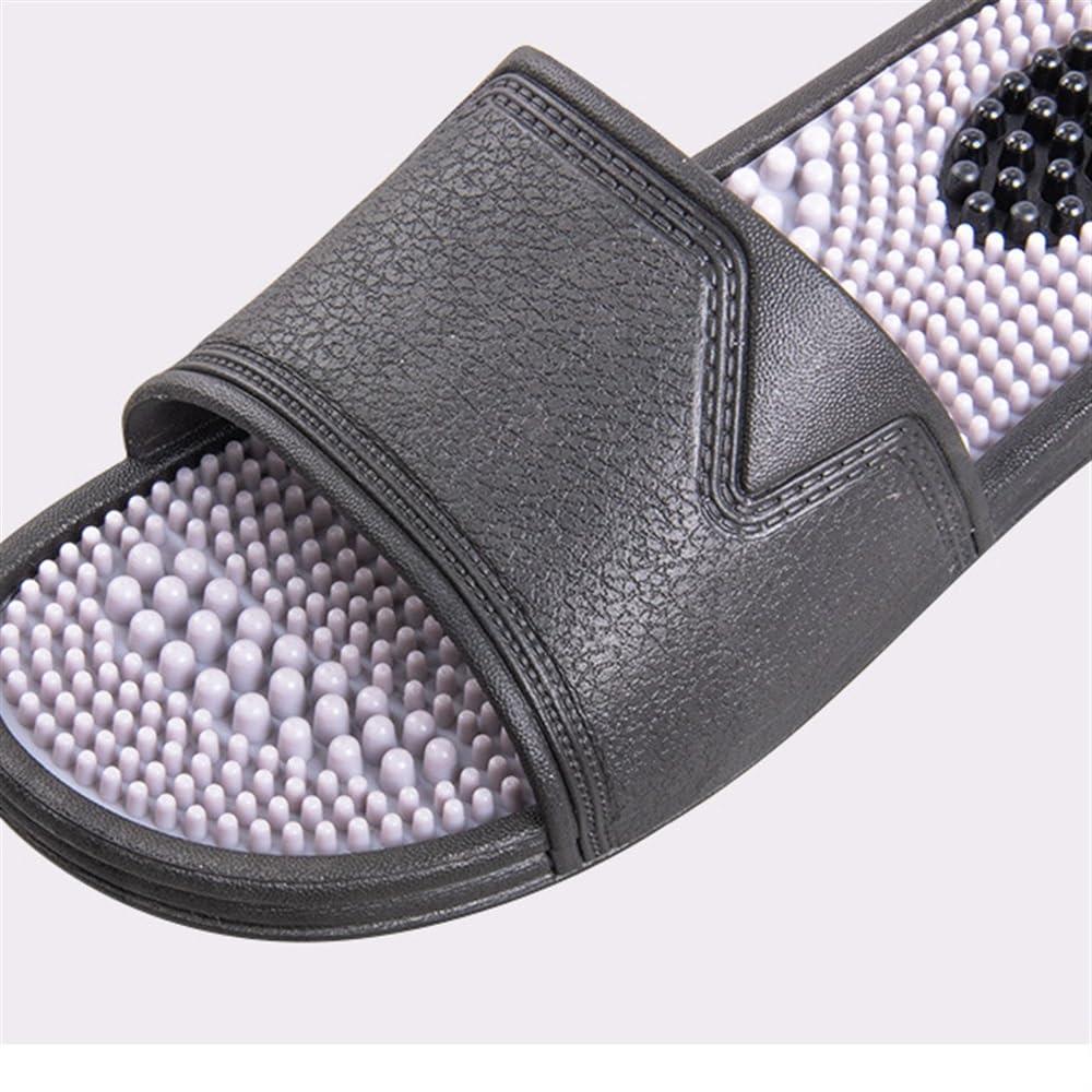 LUXRUB Acupressure Foot Reflexology Massage Slippers Women Men Foot Pain Relief Massage Sandals Promoting Blood Circulation Myofascial Release Trigger Point Acupuncture (Color : Black/Grey, Size : 8.5/9)