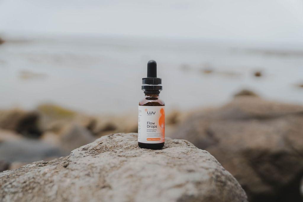 LUV health LUV Flow Drops: Adaptogen Mushroom Blend for Mental Clarity & Energy, Vegan Keto, Focus & Immunity Support, Lion\'s Mane, Cordyceps, Reishi, USA Made, Non-GMO, 30 Servings (1)