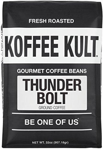 Koffee Kult Koffee Kult Thunder Bolt Coffee Ground Our Darkest Roast Whole Bean 100% Arabica Robust Blend of Colombian And Brazil Beans (Ground, 32oz)