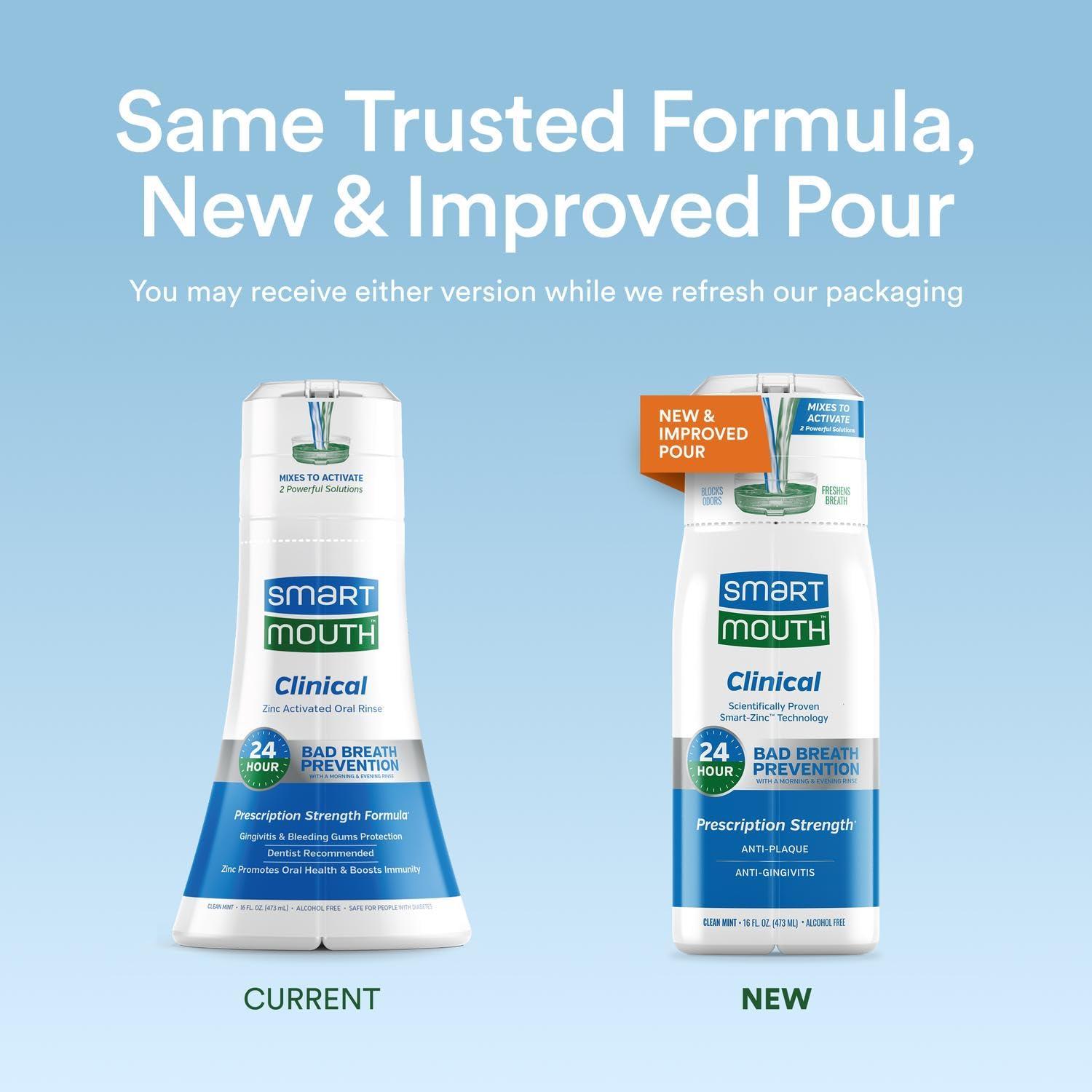 SmartMouth SmartMouth Clinical DDS Activated Oral Rinse and Premium Toothpaste for 24 Hour Bad Breath Prevention and Maximum Gingivitis and Bleeding Gums Protection