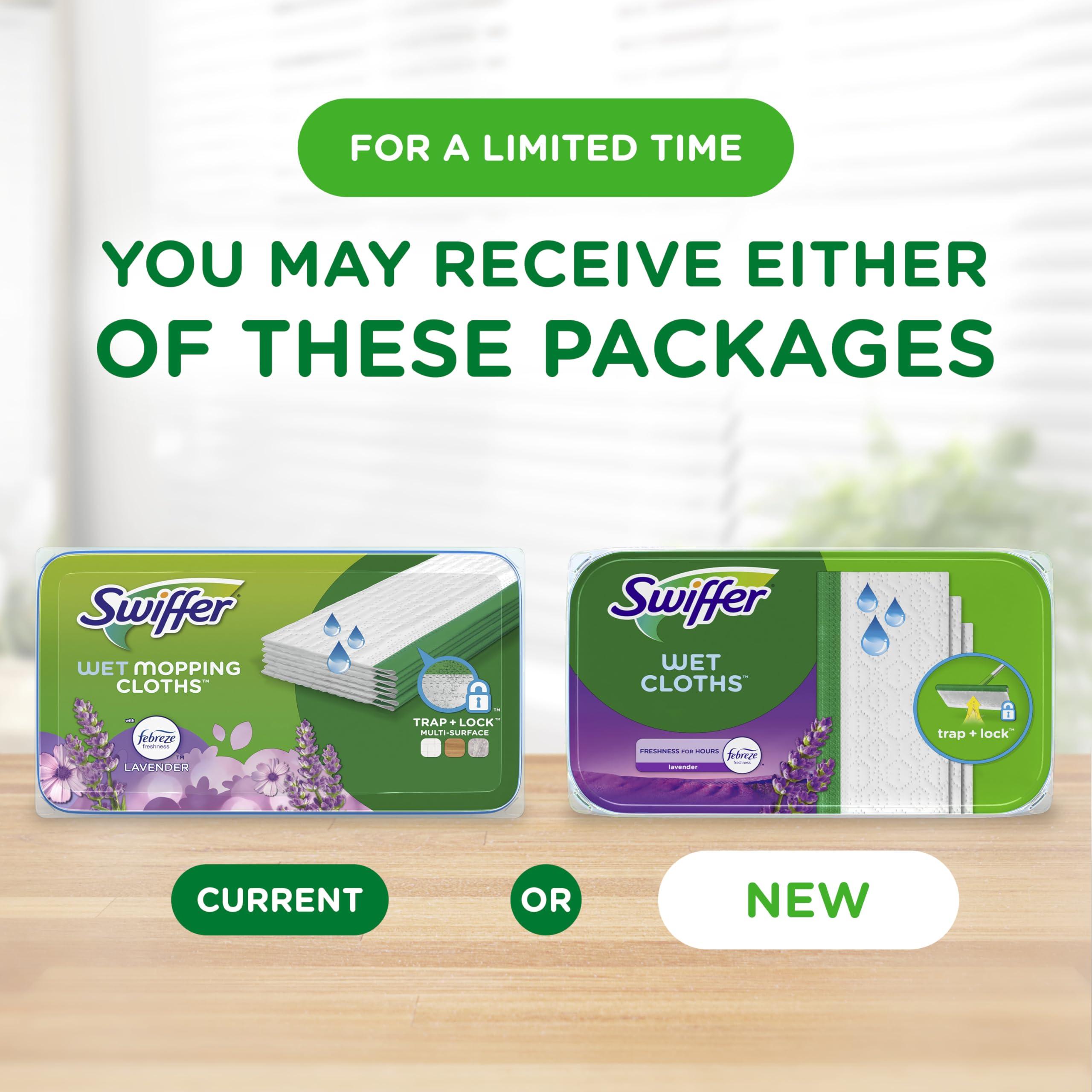 Swiffer Swiffer Sweeper Wet Mopping Cloth Multi Surface Refills, Mops for Floor Cleaning, Febreze Lavender Scent, 36 Count