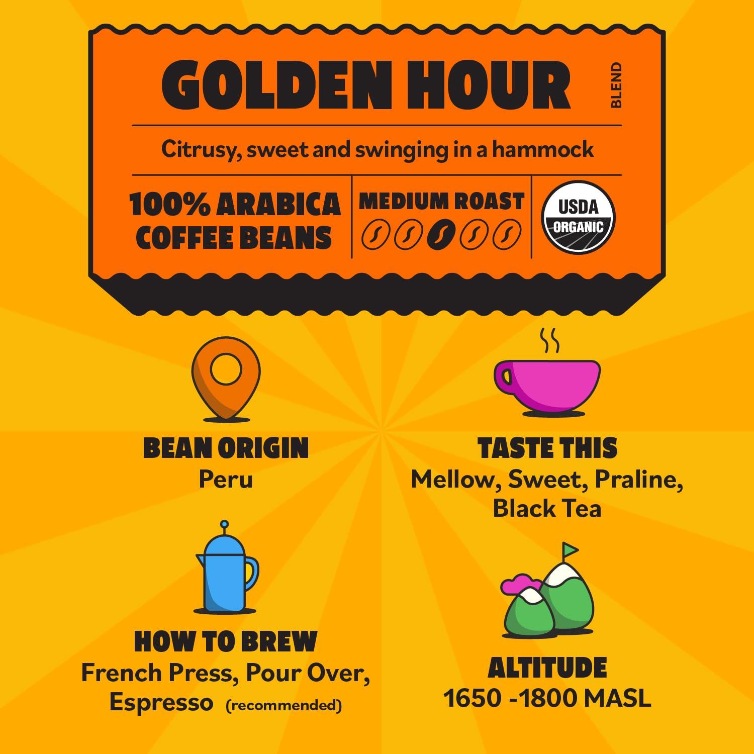 Top of the Mornin Top of the Mornin Ground Coffee by JackSepticEye, Ethically Sourced Organic Specialty Grade Coffee with hints of Praline and Black Tea (12 Ounce, Golden Hour)