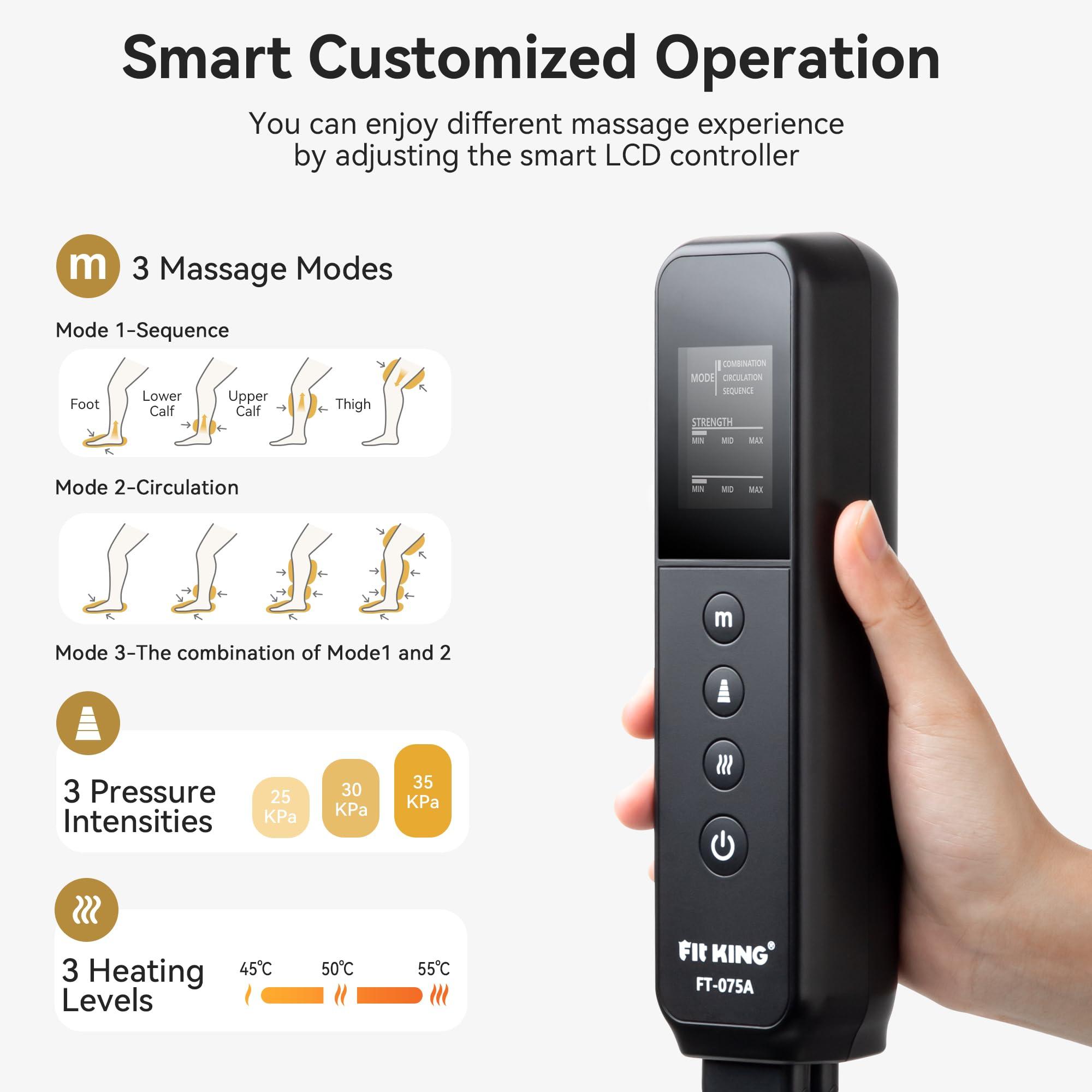 FIT KING FIT KING Full Leg Massager with Heat, Air Compression Massager for Foot Calf & Thigh Muscle Relaxation and Recovery, Helpful for Pain Relief,Swelling, Edema and RLS, FSA-HSA Approved