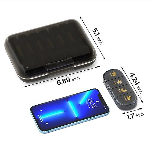 Codcaw Codcaw Weekly Pill Organizer 4 Times a Day, 7 Day Pill Box 4X, Portable for Travel Pill Case for Pills/Vitamin/Fish Oil/Medication/Supplements (4x7 Black)