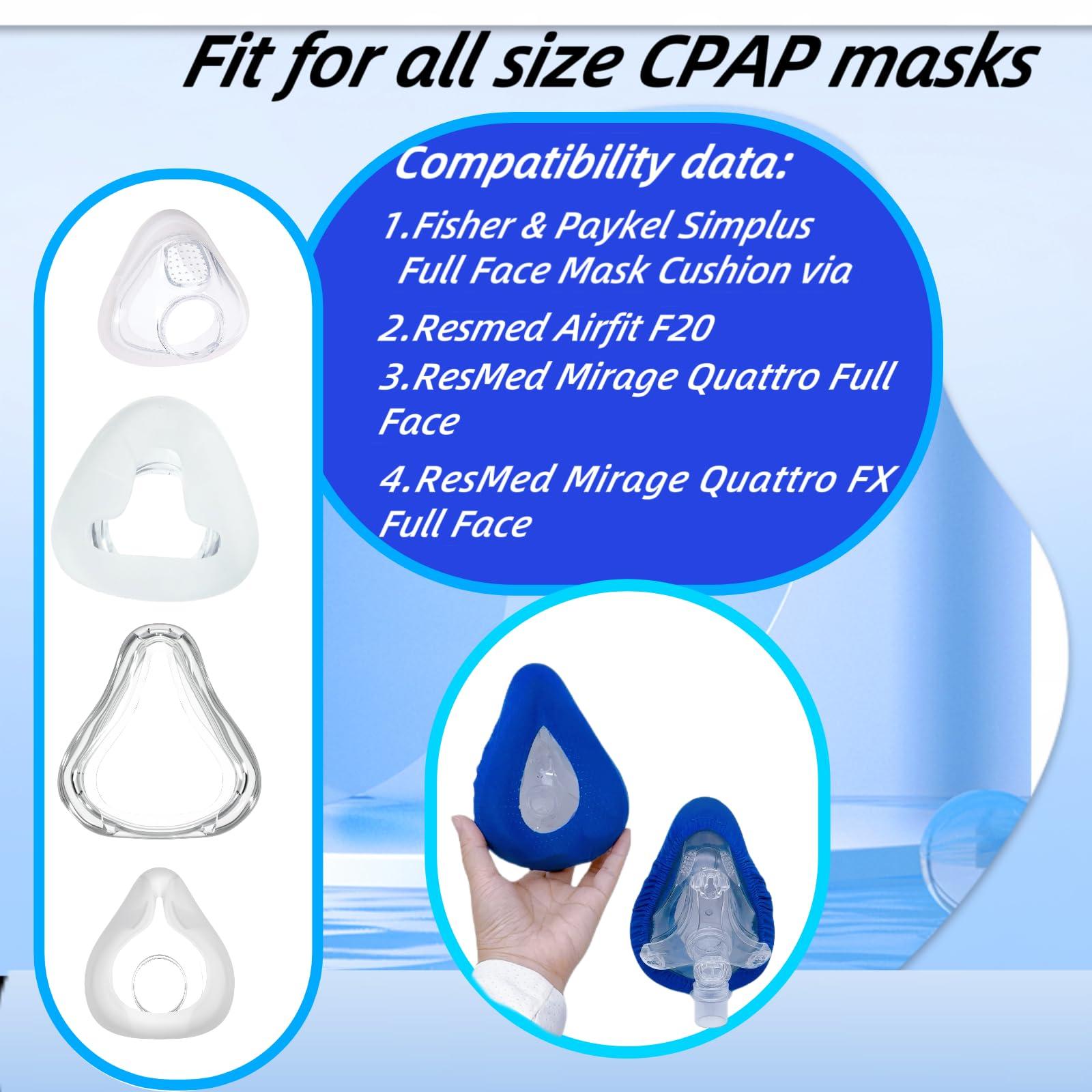 playWooWgo 4 Pack CPAP\' Mask Liners, Covers for Seal Mask Cushion Comfort Silky CPAP\' Mask Covers One Size Fit All Full Face Masks,Improve The Comfort of Wearing The Mask (Blue)