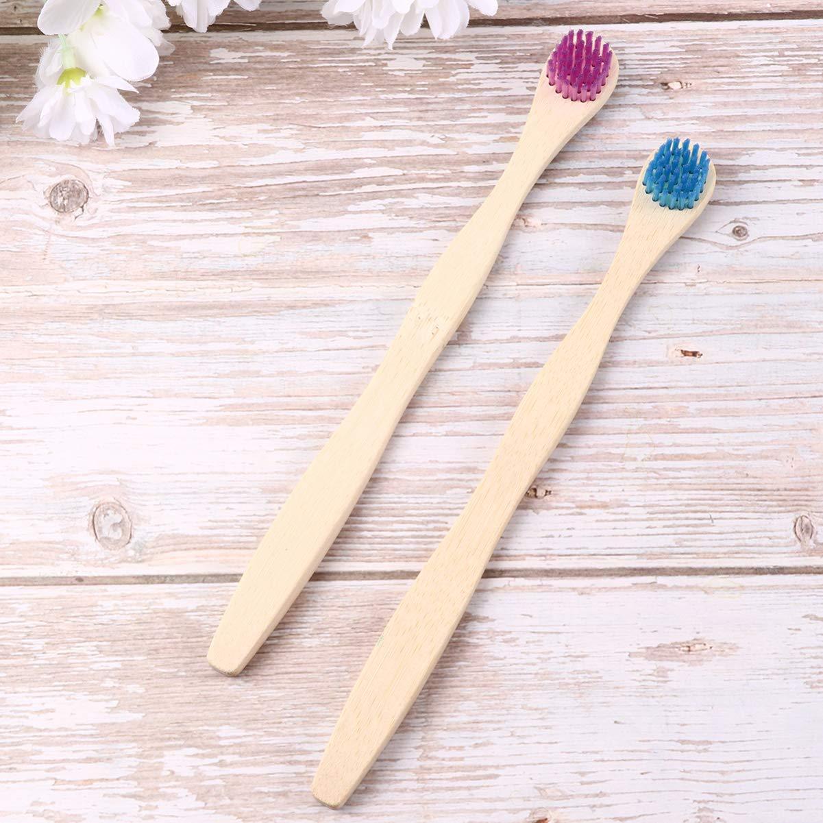 Milisten Tongue Brush Eliminate Bad Breath Scraper Bamboo Toothbrush for Oral Deeply Cleaning (White Blue Black Violet) Cleaner Tongue Cleaner