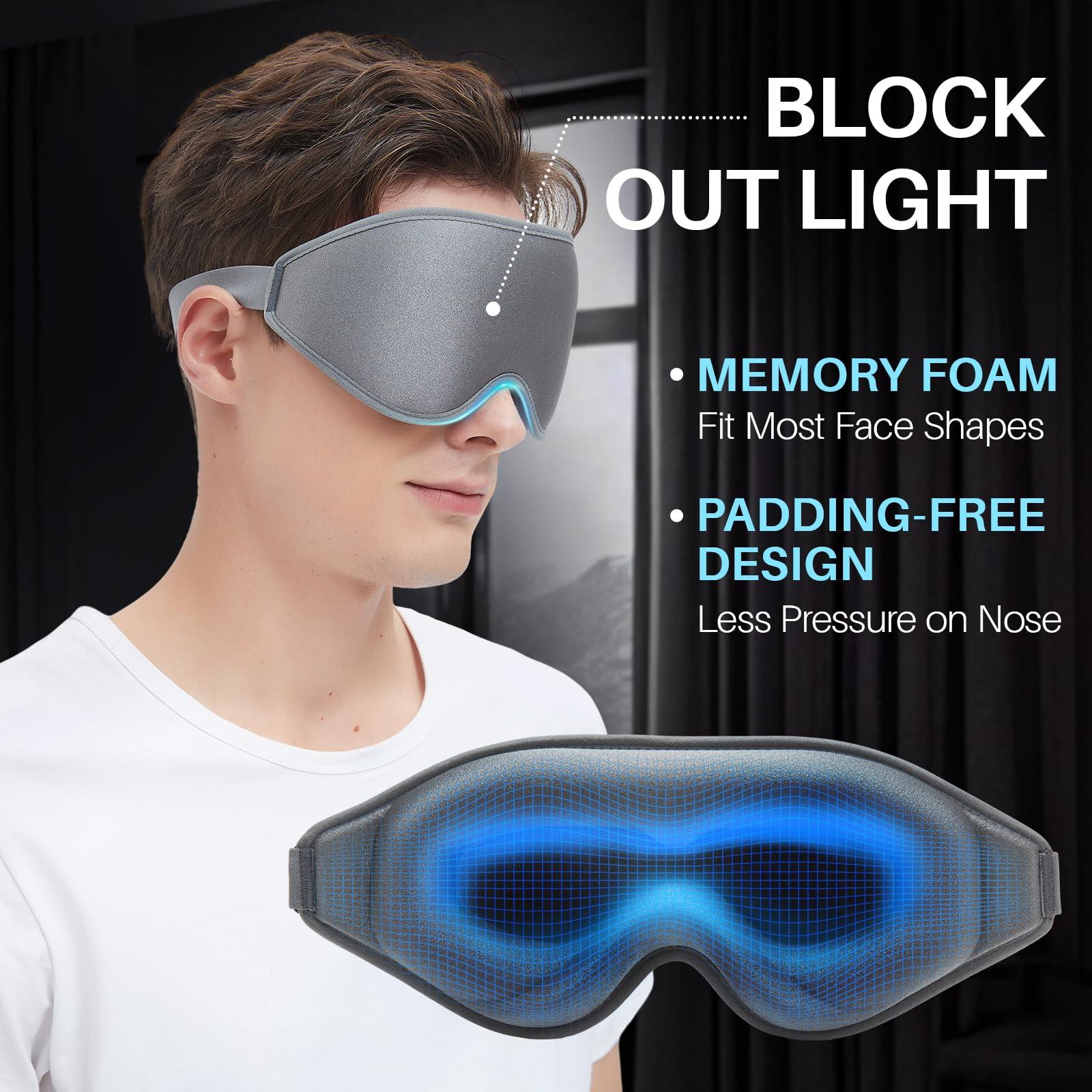 Uditek Uditek Sleep Mask, 3D Contoured Deep Pocket Eye Mask for Sleeping, Light Blocking Sleep Masks for Women Men, Zero Pressure Eye Covers for Sleeping Travel Night Shift, with Adjustable Strap