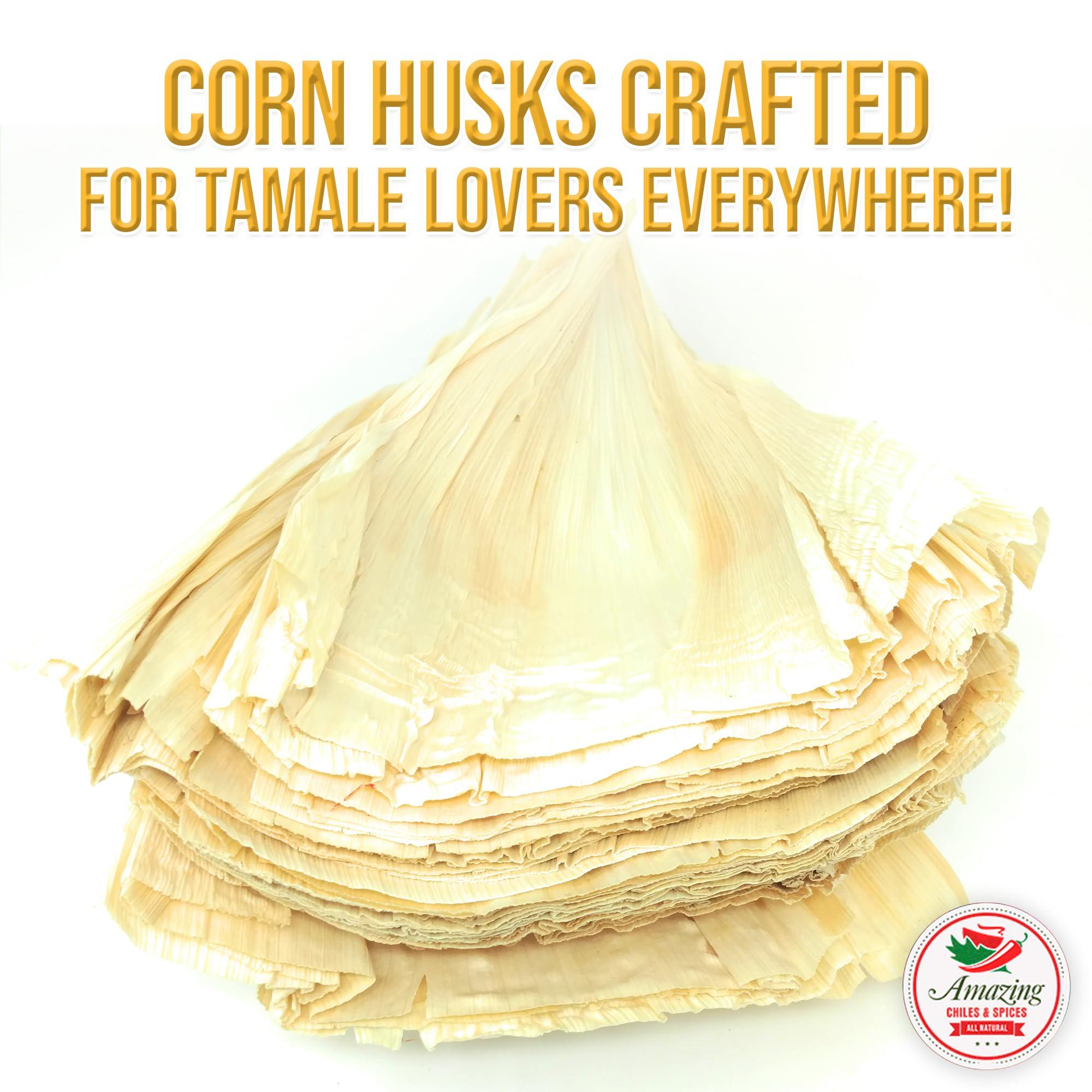 Amazing Chiles & Spices Corn Husks For Tamales 1 LB (16oz) - Natural and Premium Dried Corn Husk Tamale Wrappers | Perfect Hojas Para Tamal for Authentic, Flavorful Tamales | By Amazing Chiles and Spices
