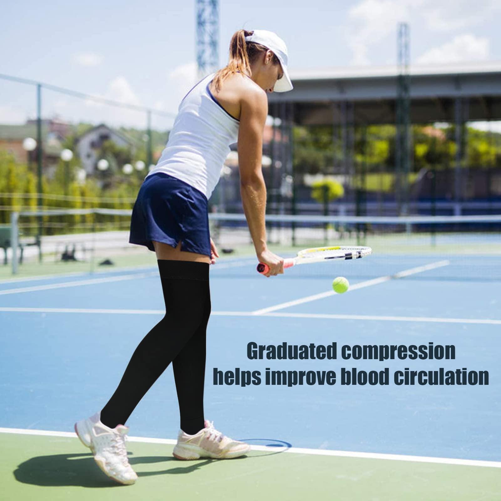 Athbavib Thigh High 20-32 mmHg Compression Stocking Toeless Compression Socks for women & men circulation with Silicone Dot Band