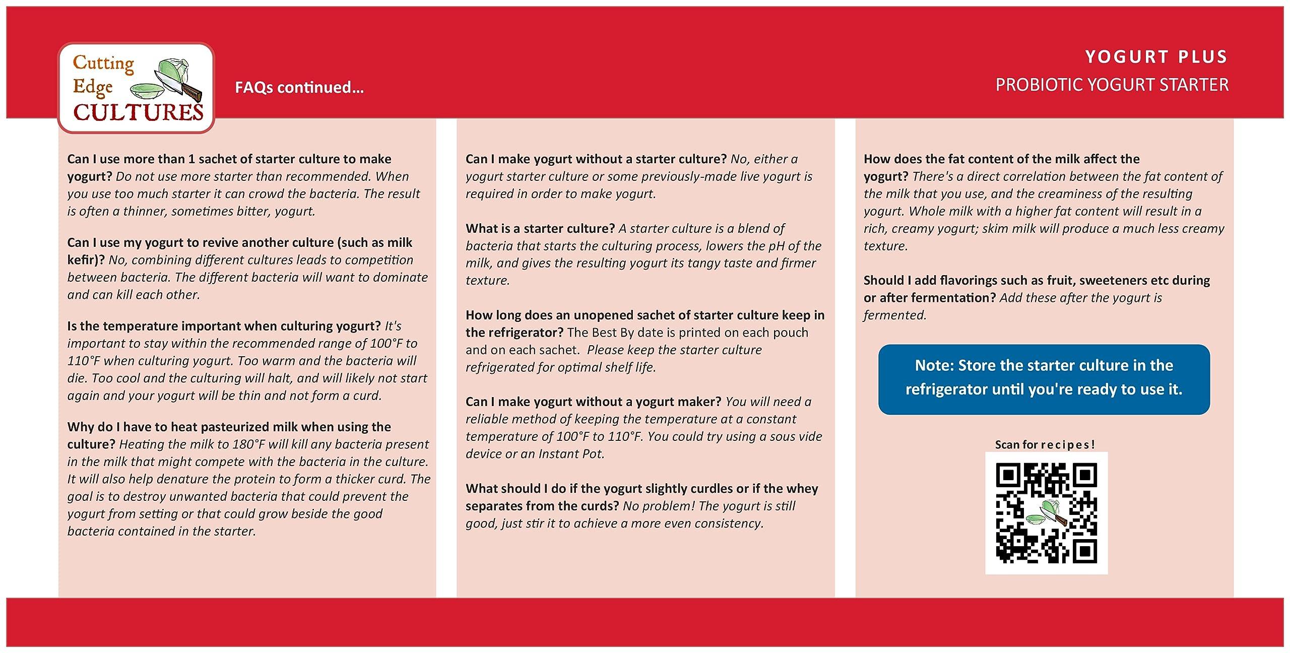 Cutting Edge Cultures Yogurt Plus Probiotic Yogurt Starter Culture By Cutting Edge Cultures 4 grams 4 Packets