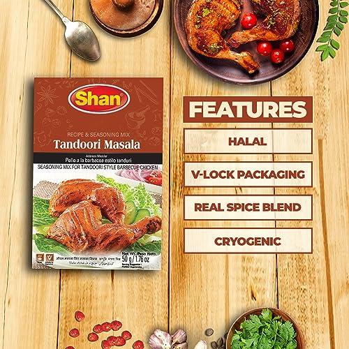 Shan Shan - Tandoori Masala Seasoning Mix (50g) - Spice Packets for Tandoori Style Chicken (Pack of 3)