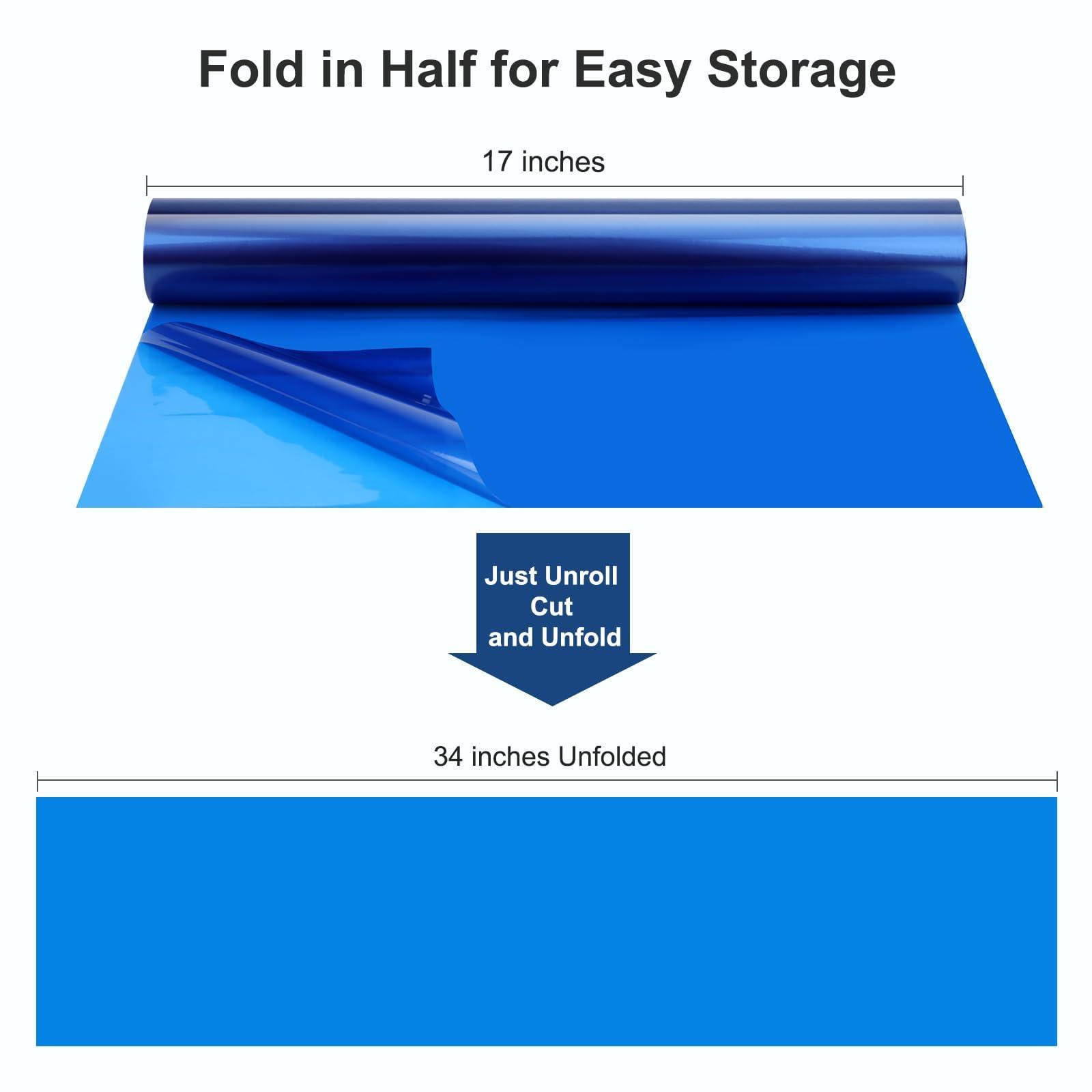 POPGIFTU POPGIFTU Blue Cellophane Wrap Roll | Unfolded 34in Wide X 100ft Long | 3Mil Thick Blue Transparent Paper | Gifts, Baskets,Treats, Cellophane Roll Blue | Colored Cellophane Roll