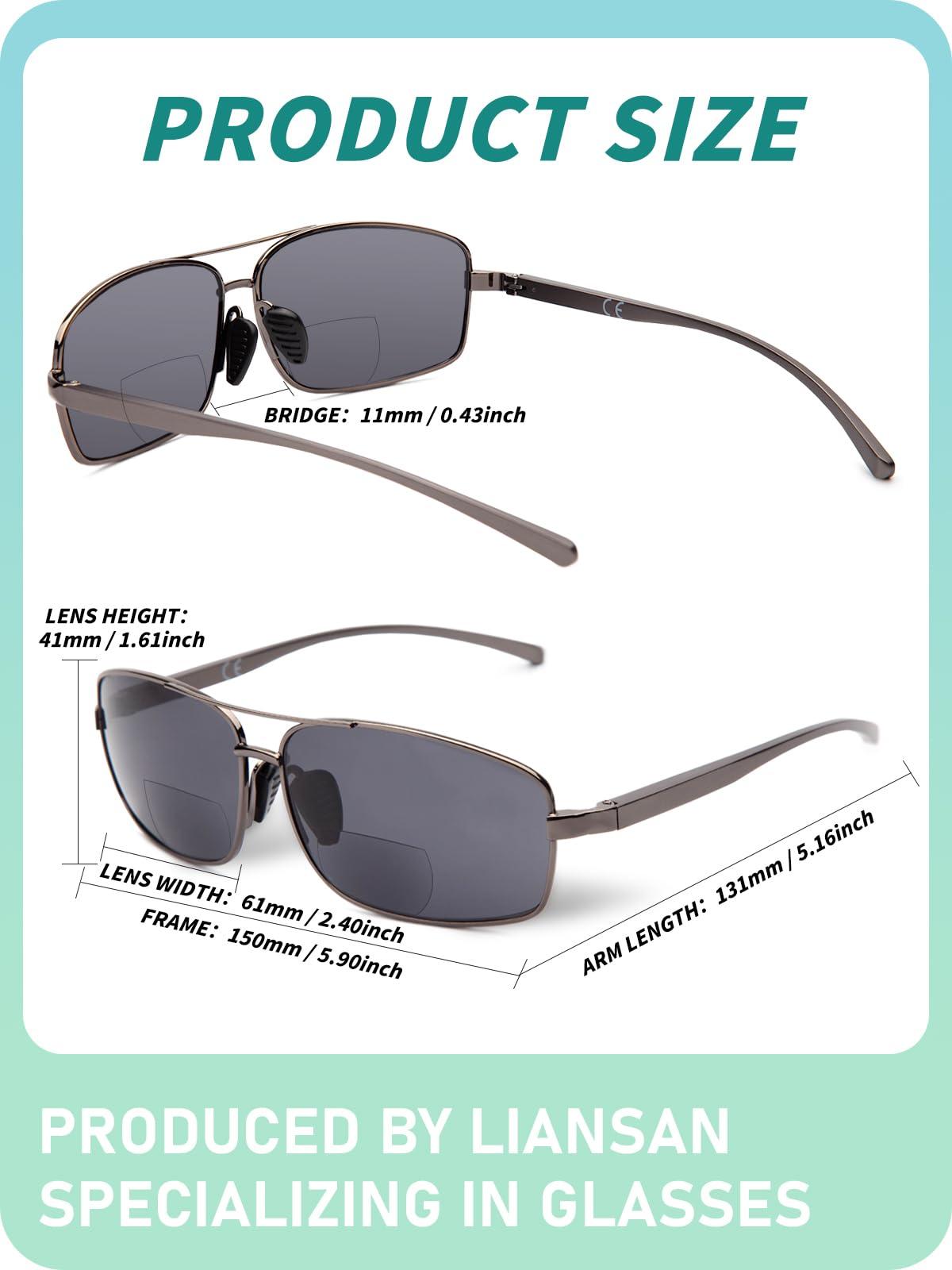 LianSan LianSan 2 Packs Premium Metal Bifocal Sunglasses for Men Women Retro Top Clear Sun Readers with UV Protection(Multicolor,2.25x)