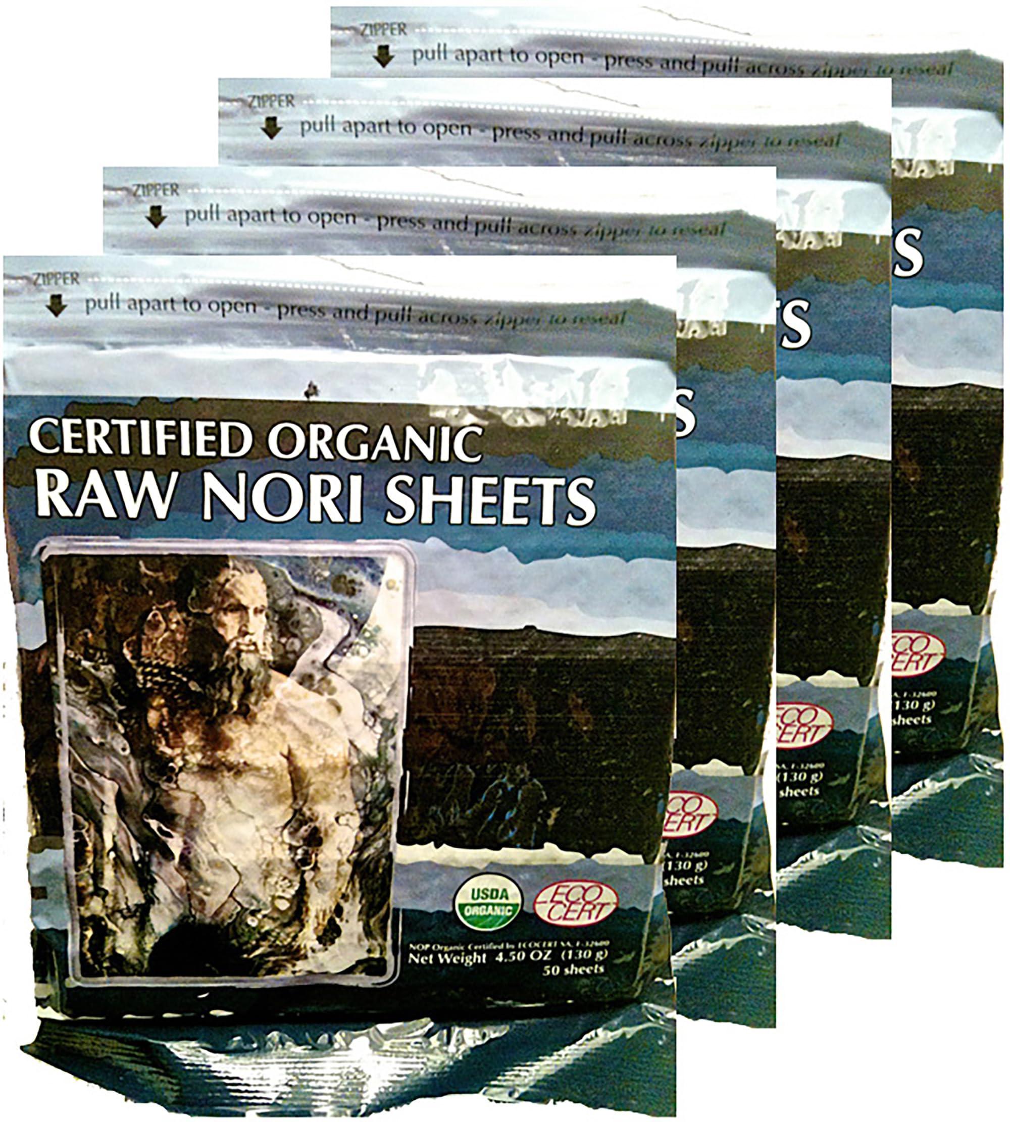 rawnori Raw Organic Nori 200 qty Sheets Pack - Certified Vegan, Raw, Kosher Sushi Wrap Papers - Premium Unheated, Dried Un Cooked, Un- Toasted