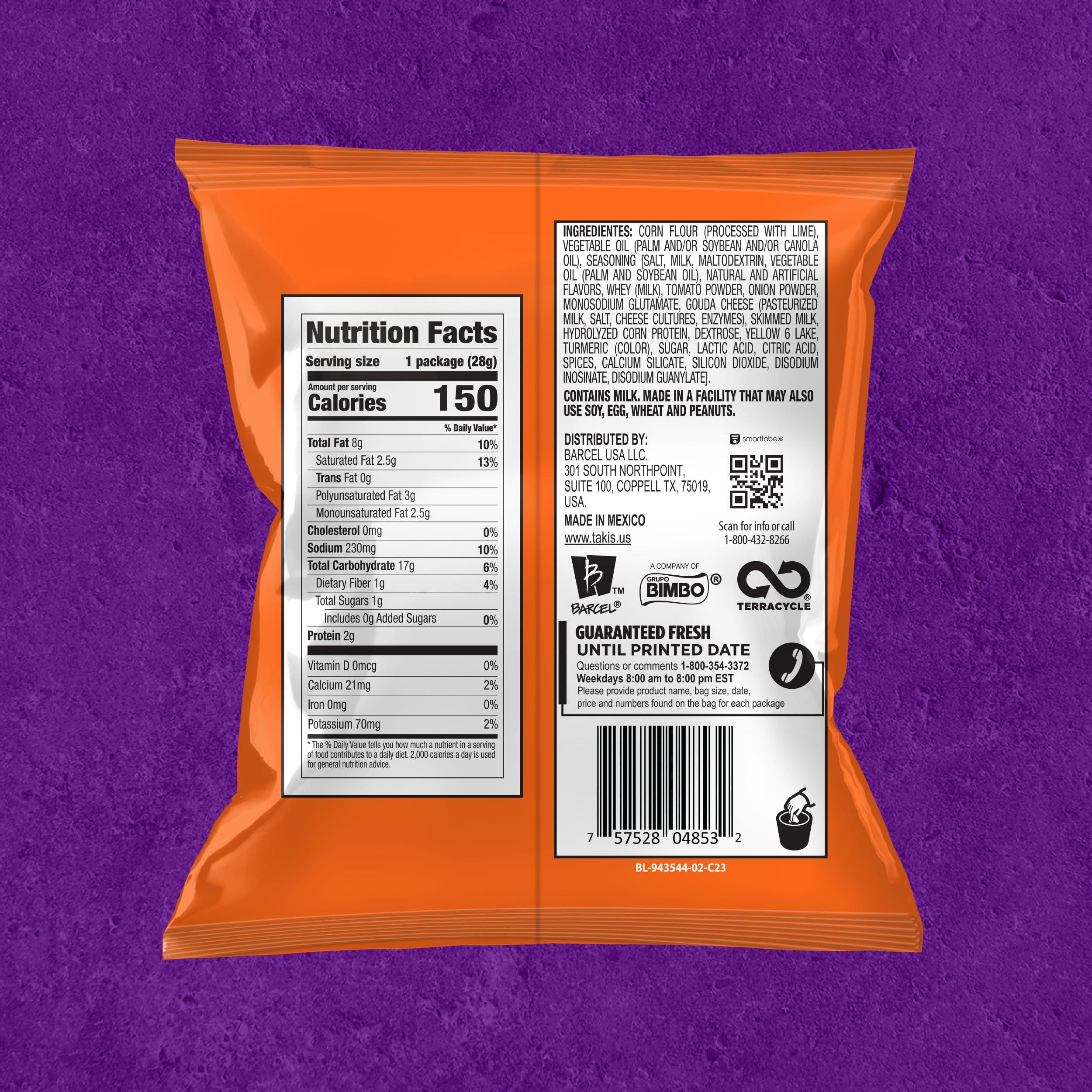 Takis Takis Intense Nacho 40 pc / 1 oz Multipack, Cheese Flavored Non-Spicy Cheesy Rolled Tortilla Chips