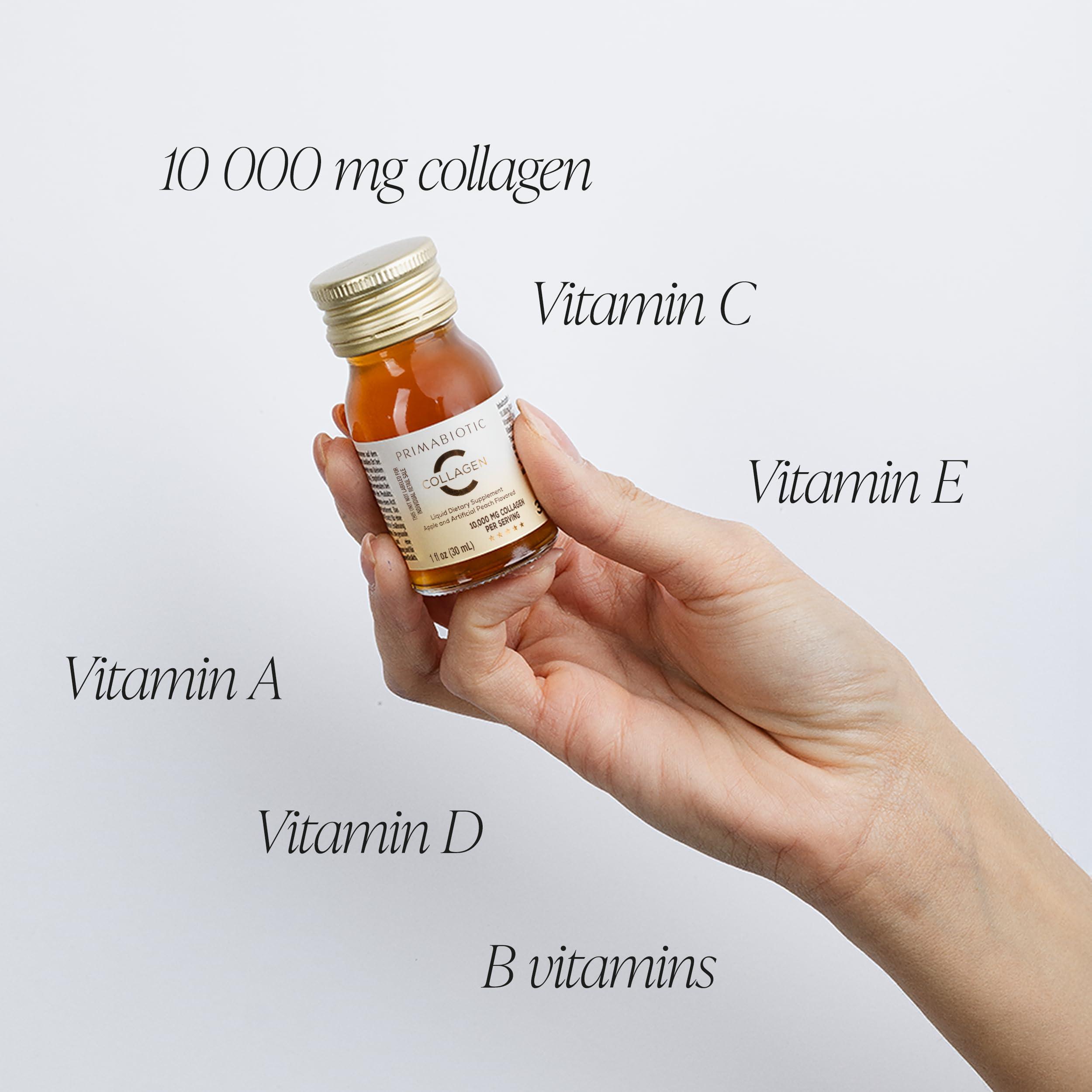 Primabiotic PRIMABIOTIC Liquid Collagen - High Collagen Content [10,000 Mg] Per Serving - Hydrolyzed Collagen and 12 Vitamins - Gluten Free- 900 Ml - Pack of 30 Bottles x 30 Ml