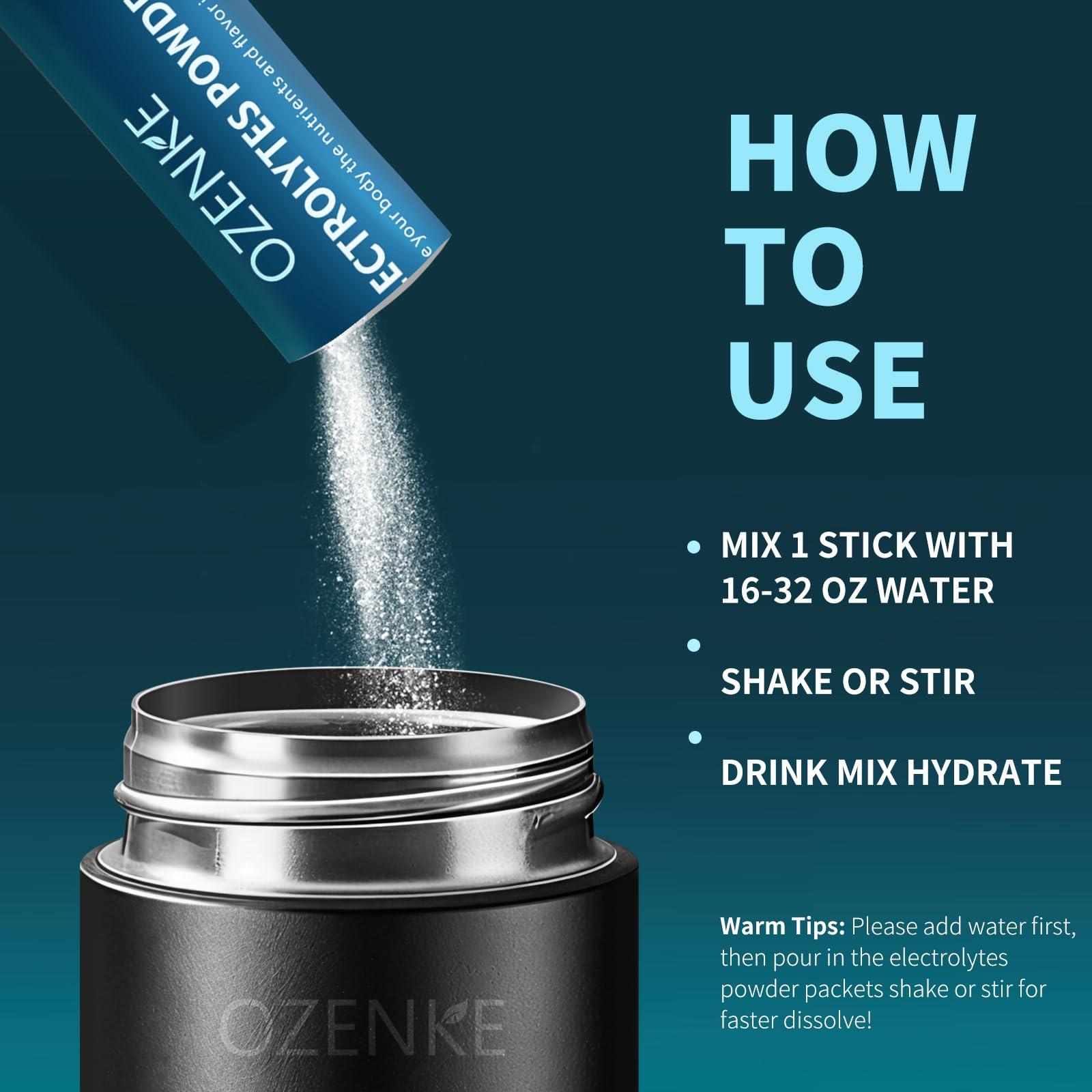 OZENKE OZENKE Electrolytes Powder Packets, 30 Sticks Hydration Packets Sugar Free, Electrolyte Drink Mix Travel Electrolyte Packets for Rapid Hydration, 6 Flavors