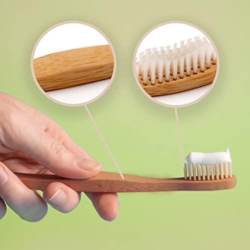 24k Organic Natural Bamboo Wood Toothbrush Soft White Bristles by 24k Organic--Biodegradable, BPA Free, Eco-Friendly, Vegan Friendly, Environmentally Clean–Go Green Dental Care for Entire Family (Single Pack)