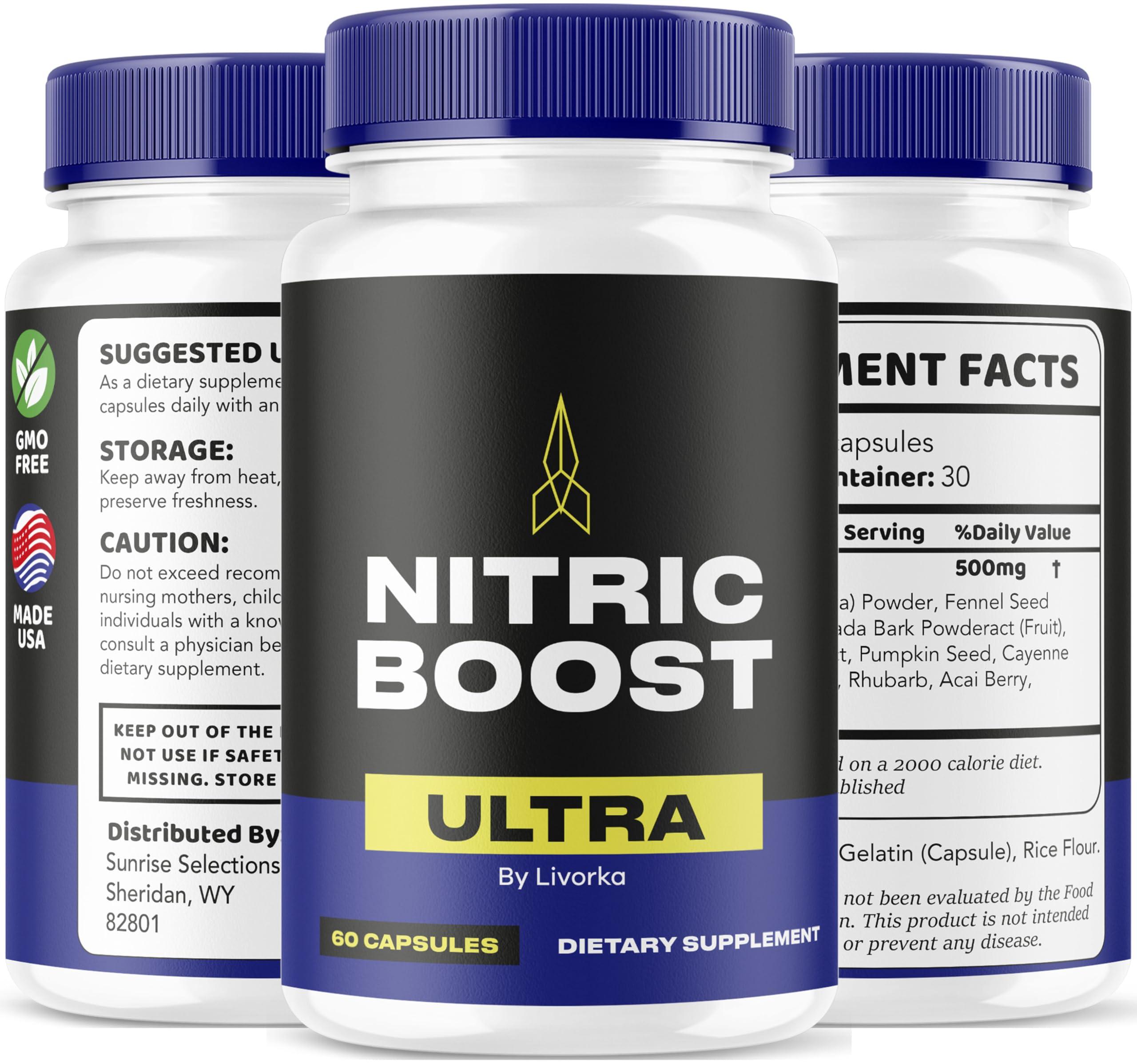 LIVORKA Nitric Boost Ultra, Nitric Boost Ultra Powder Now in Capsules, NitricBoost Ultra Advanced Formula, Nitric Boost Ultra Max, Nitric Boost Reviews 60 Capsules for 1 Month