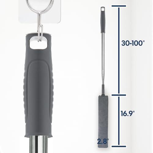 ELEANRA Retractable Gap Dust Cleaner with Extension Pole, Cleaning Tools with 3 Microfiber Dusting Cloths, Extendable Long Handle Duster for Cleaning Under Refrigerator Sofa Couch Bed Furniture Appliance