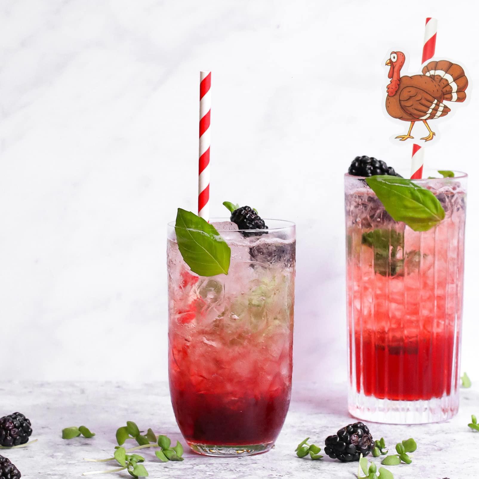 SEWACC 100pcs Thanksgiving Straw Milk Tea Straws Coffee Shop Straws Bar Straws Party Supplies Decorative Straw Beverage Straws Drinking Straws Paper Straws Thanksgiving Party Straws