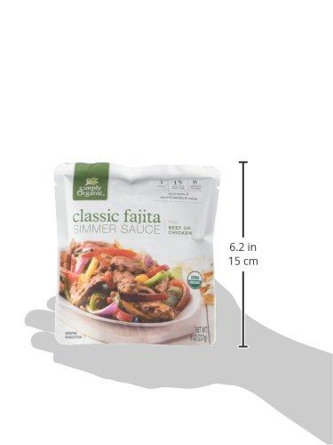 Simply Organic Simply Organic Classic Fajita Simmer Sauce, 8 Ounce Pouch, Great for Beef or Chicken Tacos, Smoky Chili Heat (Pack of 6)