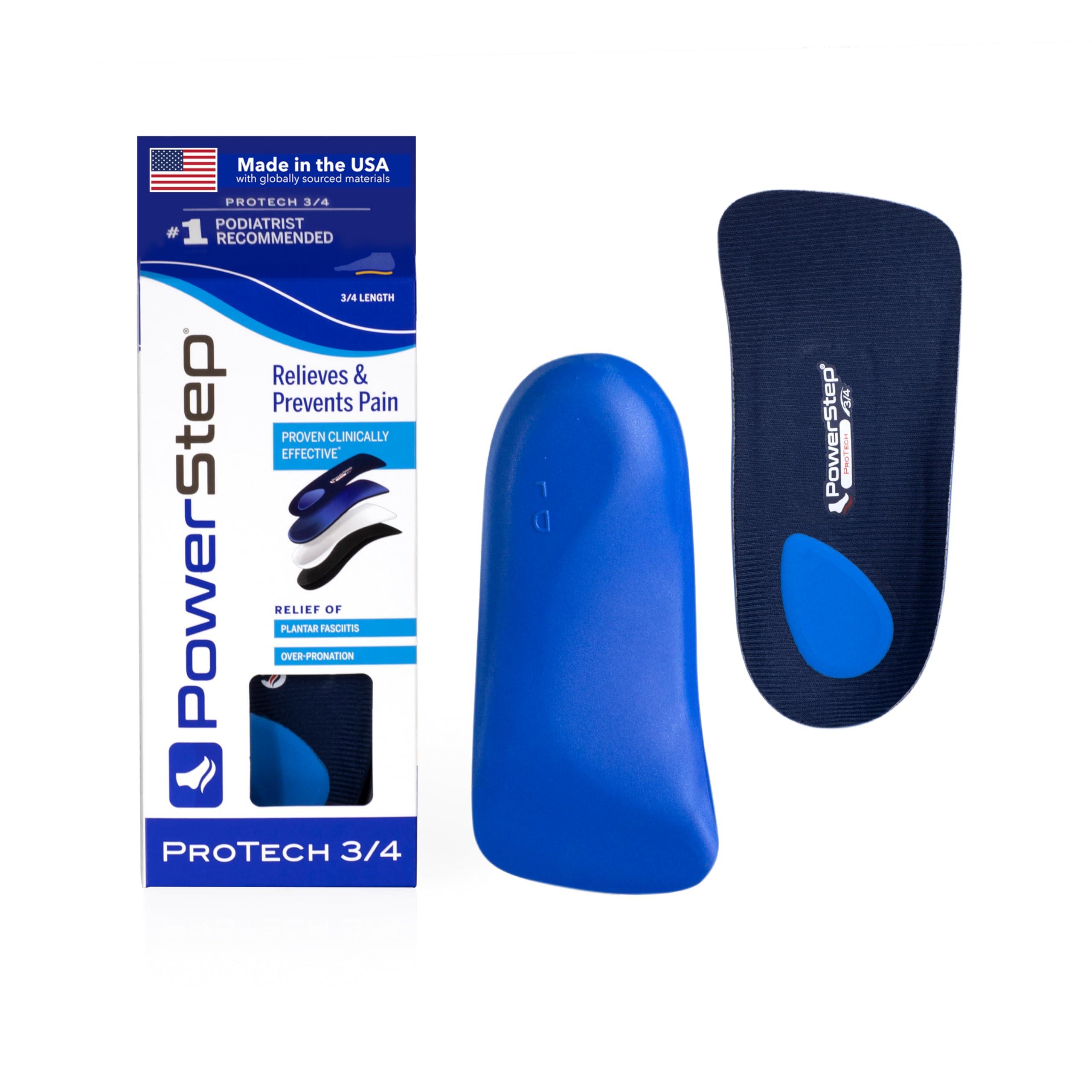 Powerstep PowerStep ProTech 3/4 Orthotic Insoles - Arch Support & Plantar Fasciitis Inserts for Narrow Shoes - Medical Grade Orthotics for Arch + Heel Pain Relief for Men & Women (M 11-11.5 W 13-13.5)