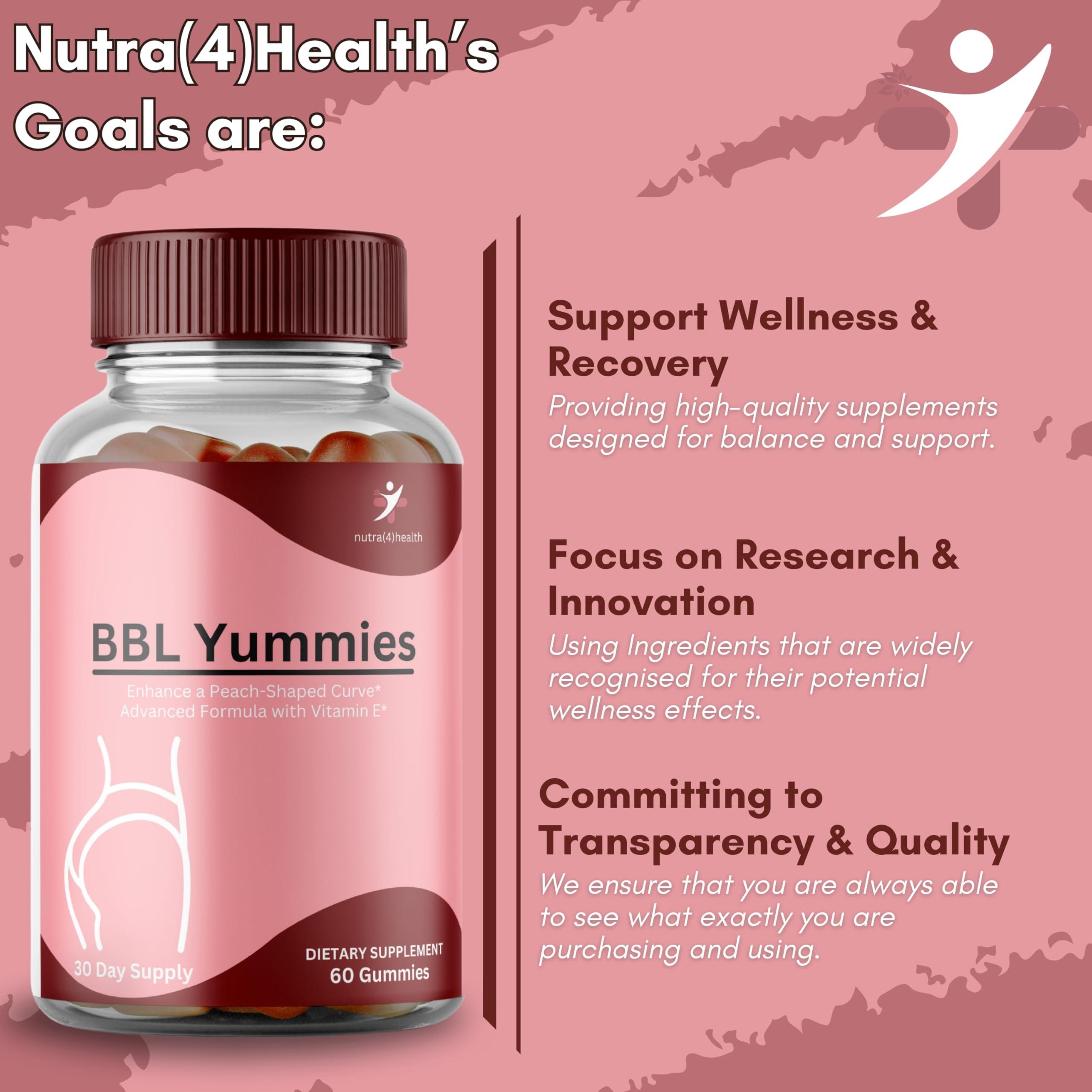 nutra4health nutra4health BBL Yummies Butt Gummies Enhancing Gummy Supplement, Big Booty Enhancer, Multivitamin for Women, Glute Boost Vitamins for a Max Gains & Natural Curves, Workout Support, 60 Gummies