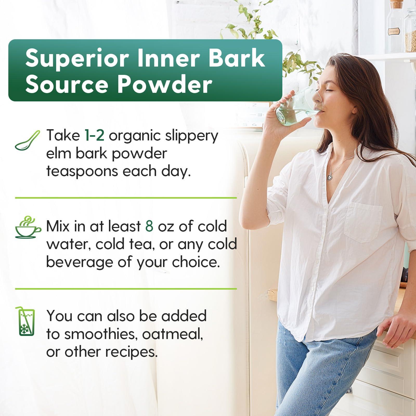 Meablewse Slippery Elm, with Superior Inner Bark Source, Slippery Elm Bark Natural Herb for Soothing Throat* & Digestive, Diarrhea, Gut Health, 100% Pure & Vegan, Non-GMO, Made in The USA, 1 lb (349 Serving)