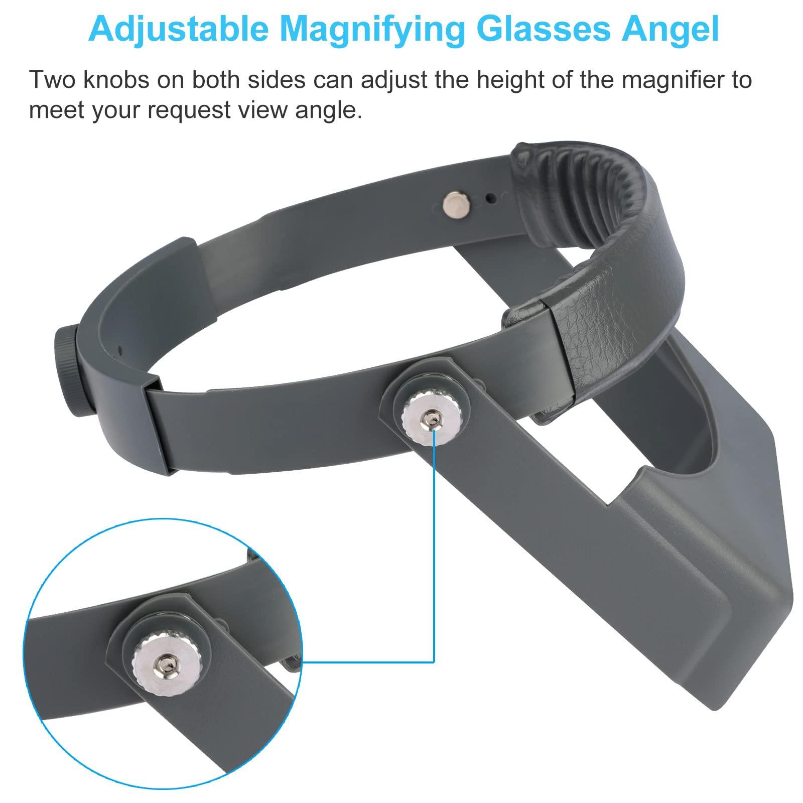 Elechood Headband Magnifier, Professional Double Lens Head-Mounted Loupe Jewelry Magnifier, Reading Visor Opitcal Glass Binocular Magnifier with Lens Magnification-1.5X 2X 2.5X 3.5X for Repair, Crafts